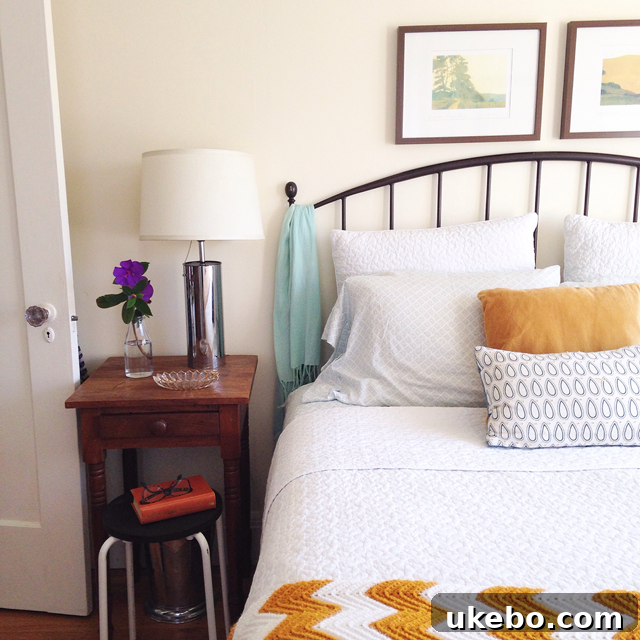 Well-organized and tidy living area in a small home, demonstrating effective decluttering and storage to maintain an open and serene atmosphere.