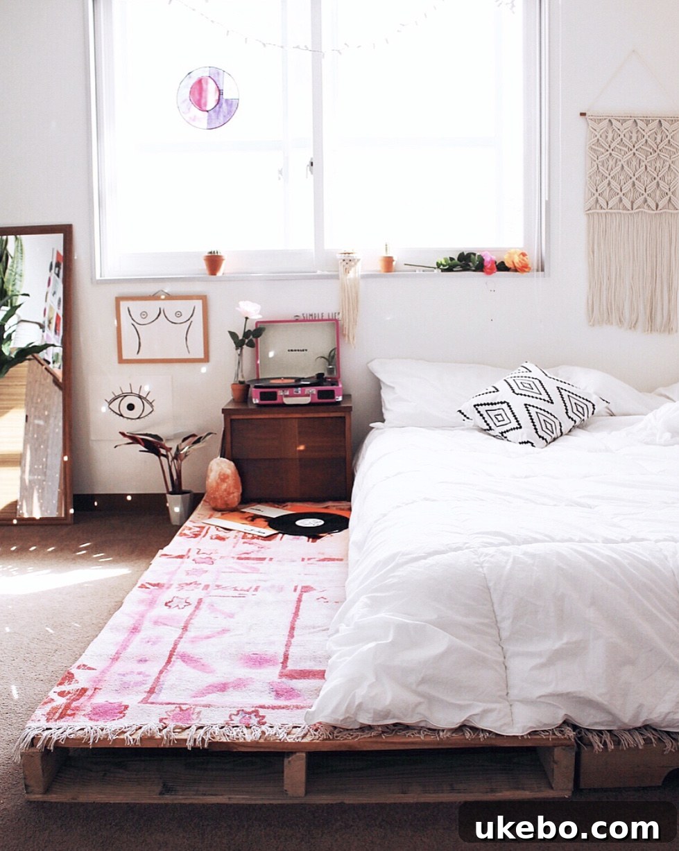 A closer look at a bedroom detail, possibly a nightstand or decorative item.