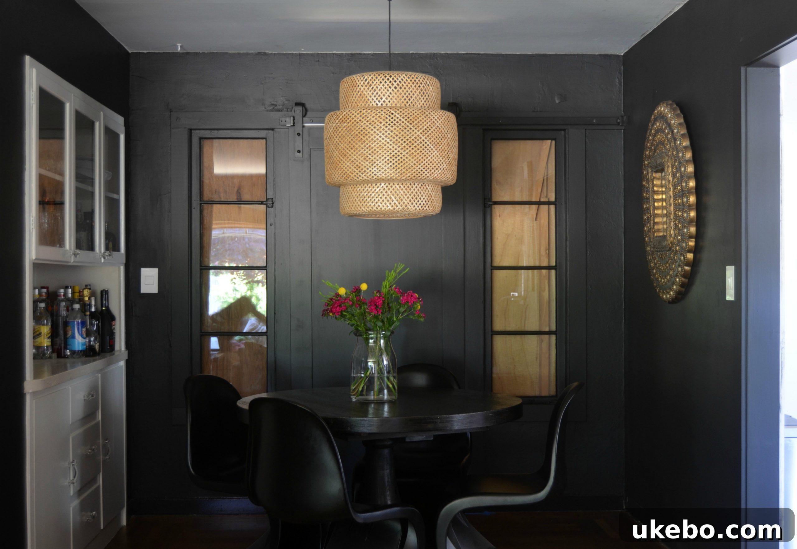 Our Cottage Bungalow Dining Room Makeover Journey 17 Panoramic view of the transformed black dining room.