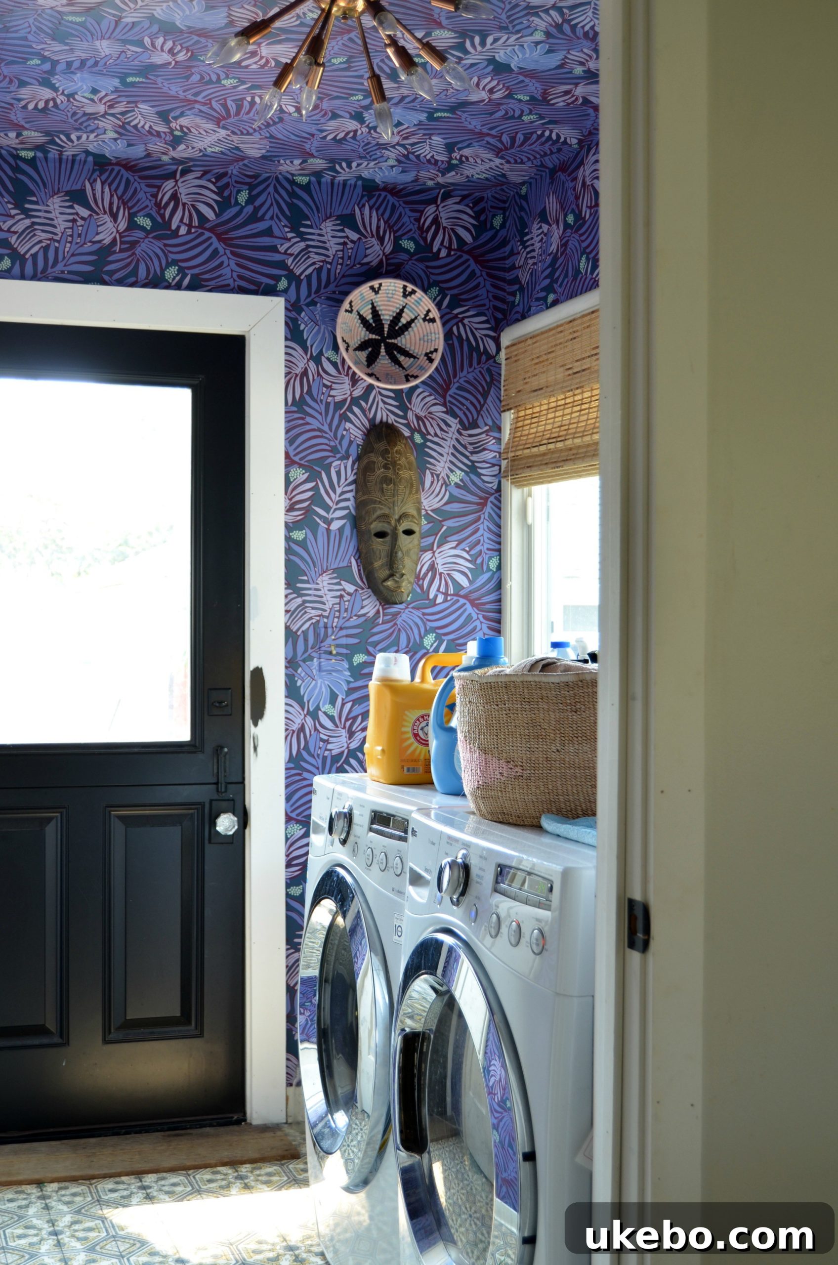 Overview of the updated laundry room, still showing areas for future development.