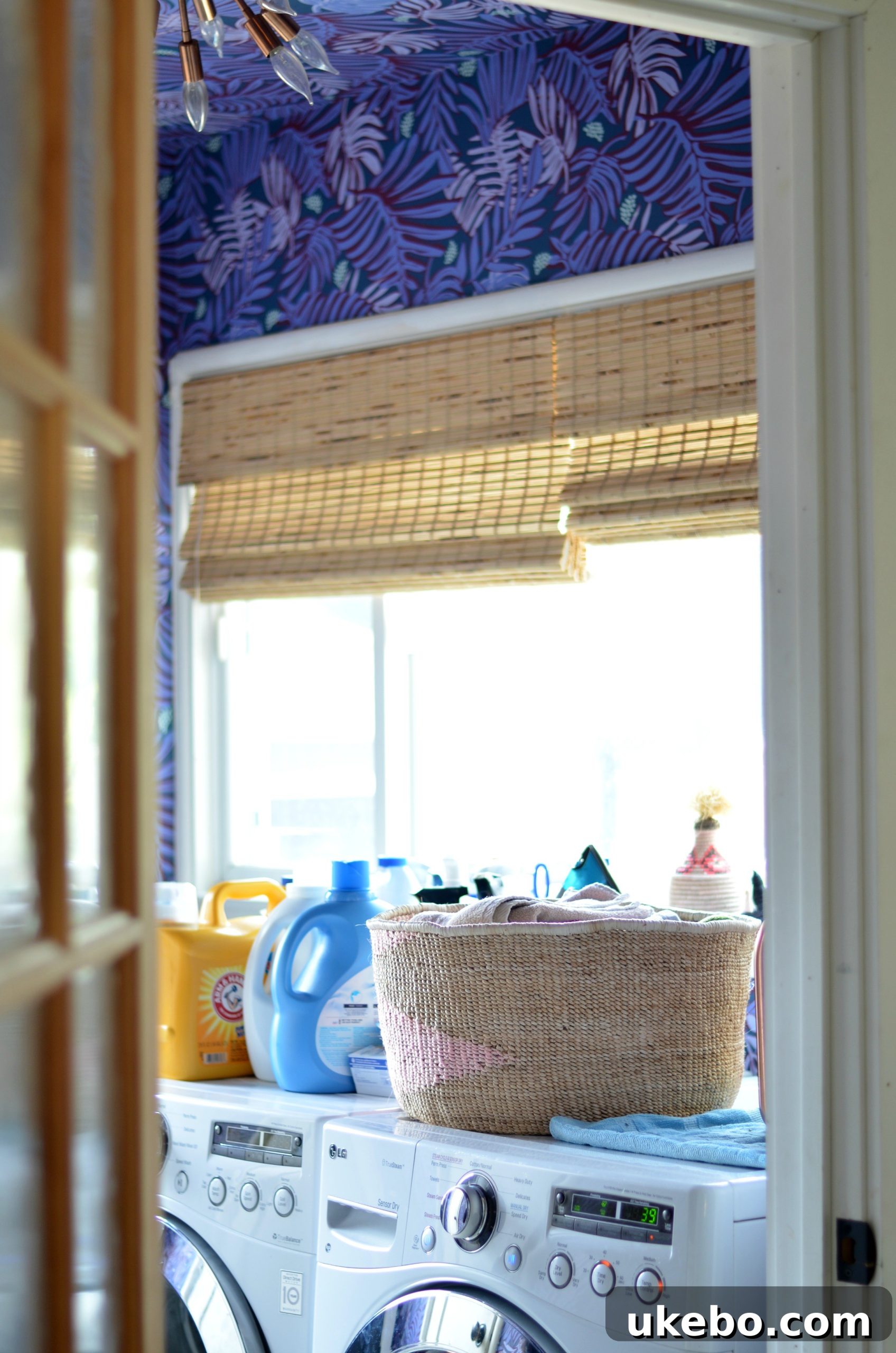 Final view of the transformed laundry room, showcasing the bold design and inviting atmosphere.