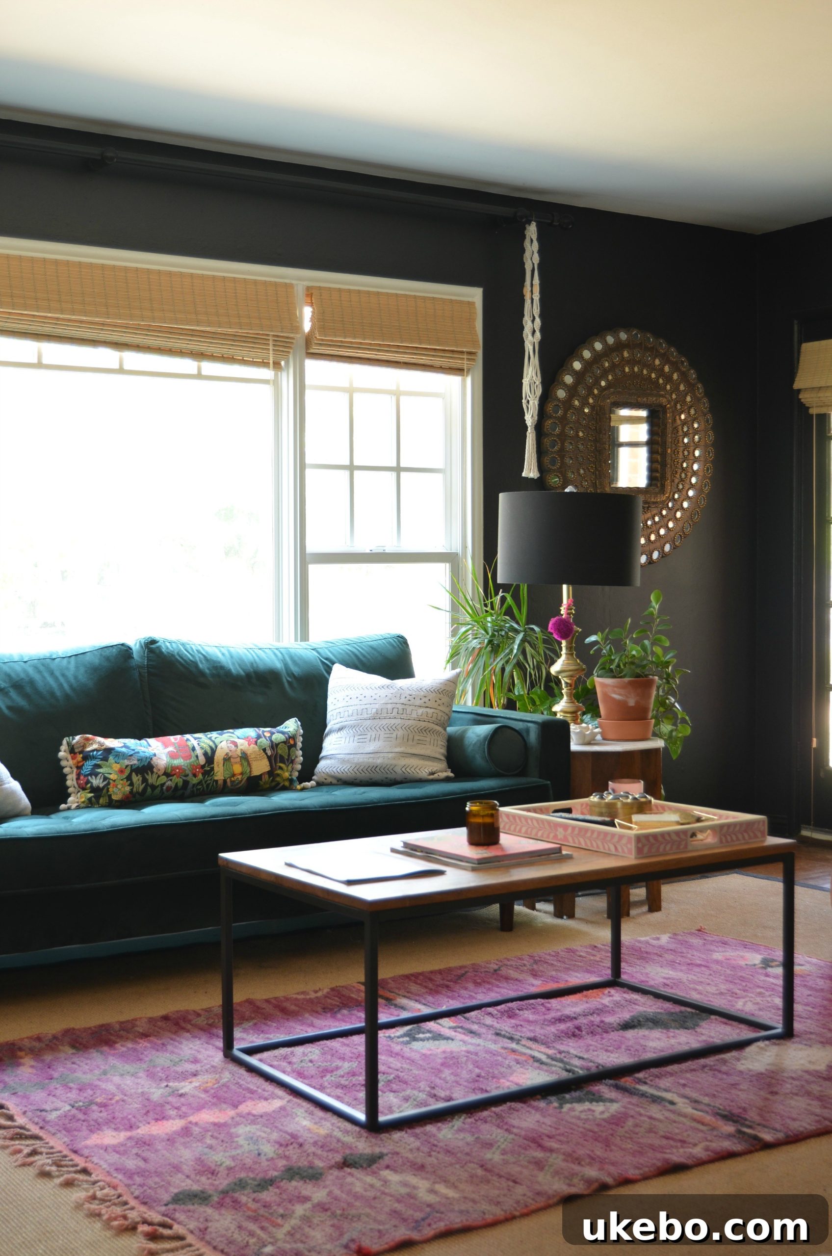 Side view of the Feather velvet sofa highlighting its design