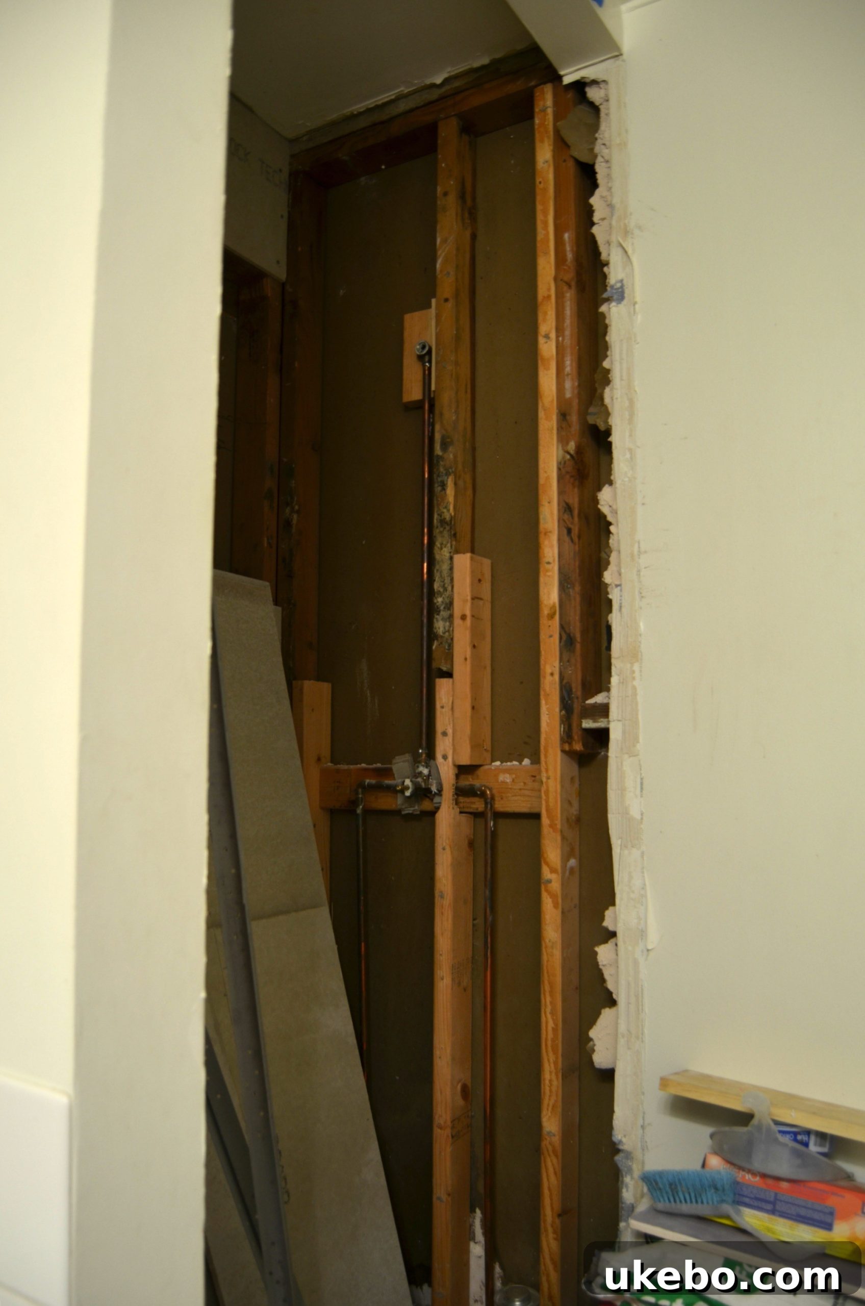 Demolished shower and bathroom floors during One Room Challenge Week 2