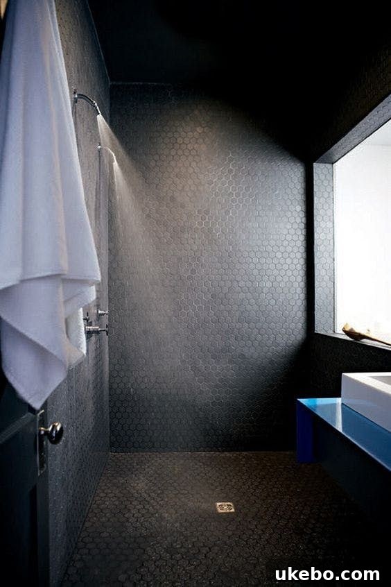 One Room Challenge Week 2: Demolition Day, Unexpected Hurdles, and Plan B 9 Inspiration for black hex tile with black grout in a bathroom