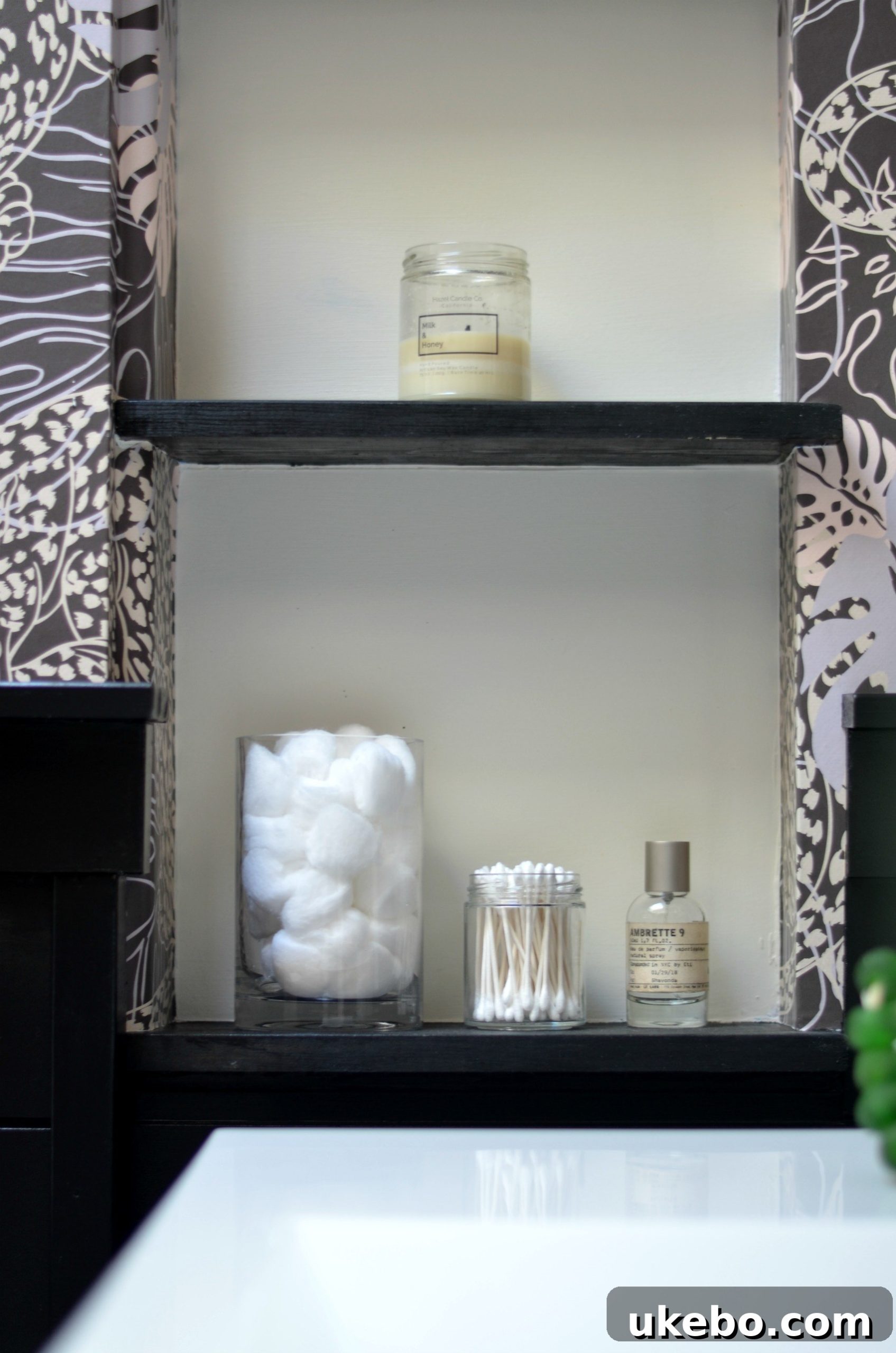 Tall wall niche with shelves for organized storage