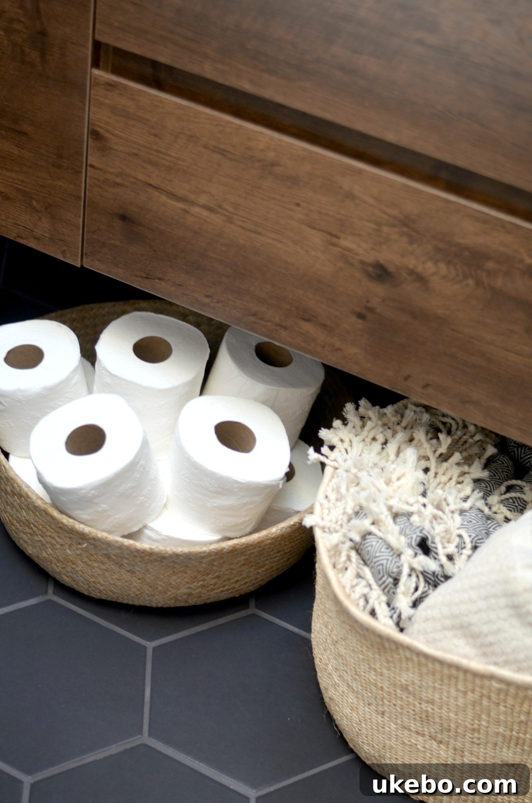 The Grand Reveal One Room Challenge Week 6 20 Stylish storage baskets for bathroom essentials