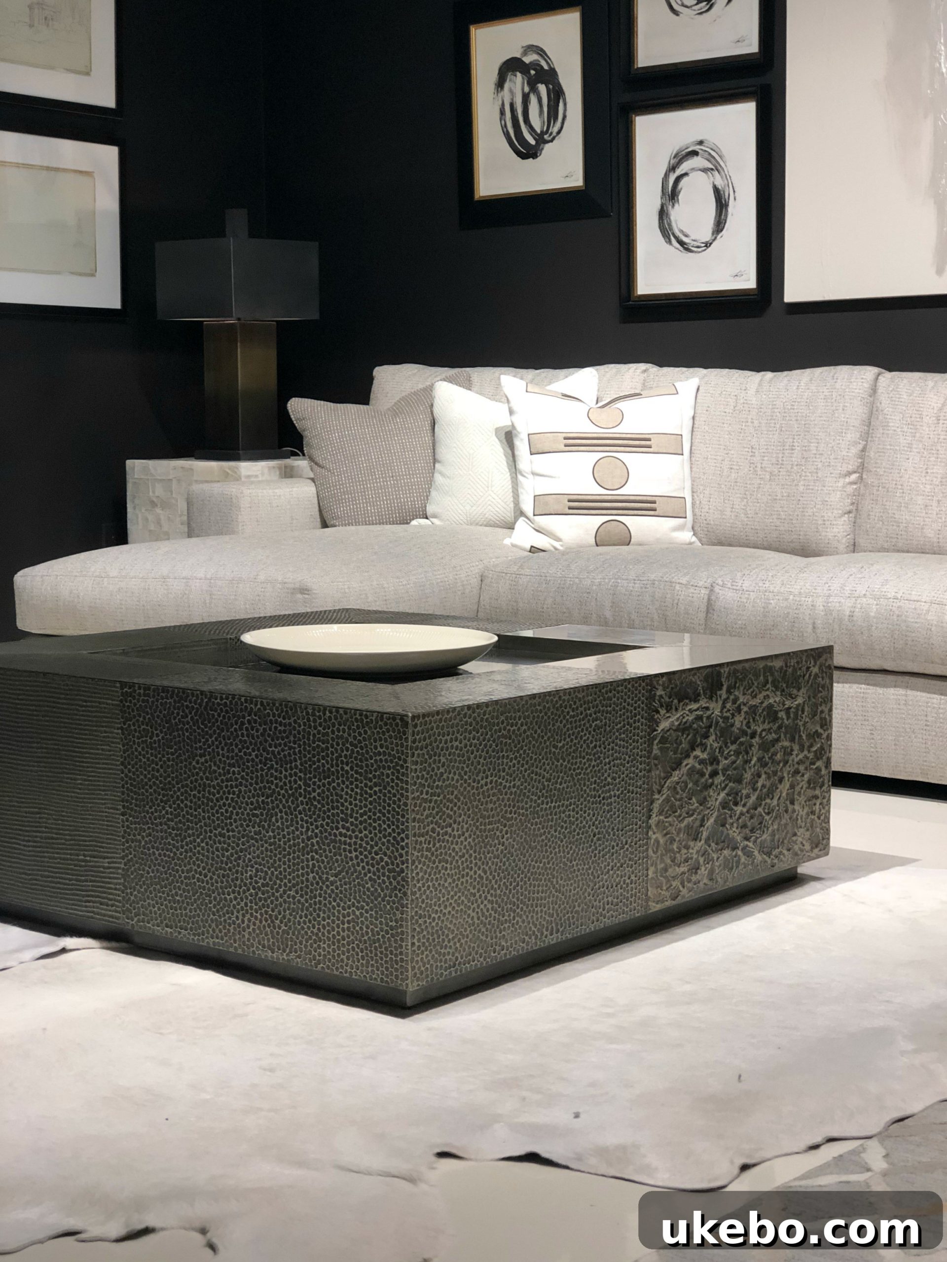 Sophisticated living room setting from Bernhardt Furniture at High Point Market, featuring modern classic designs.