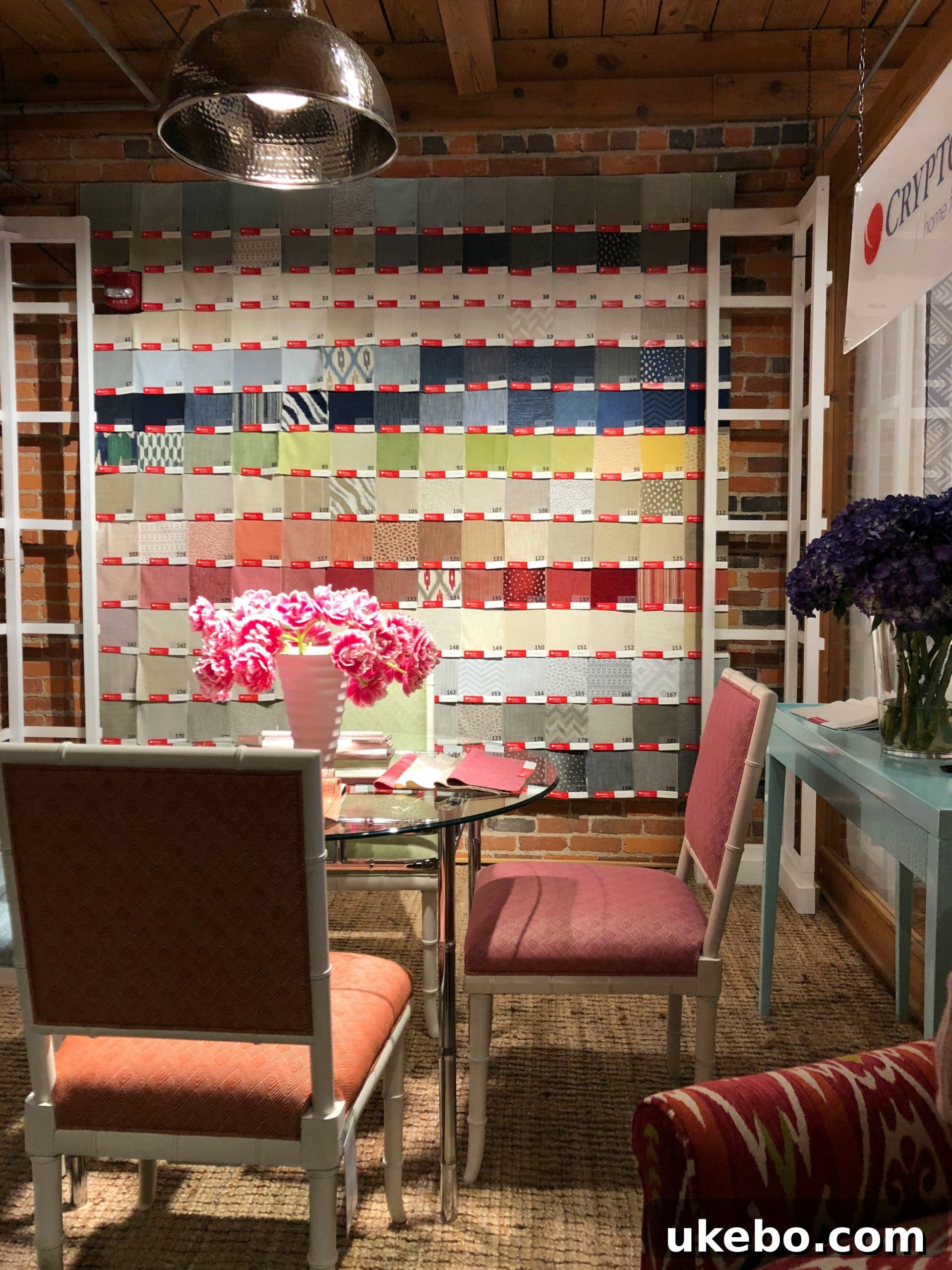 Durable and stylish Crypton Home Fabric upholstery on a modern sofa at High Point Market.