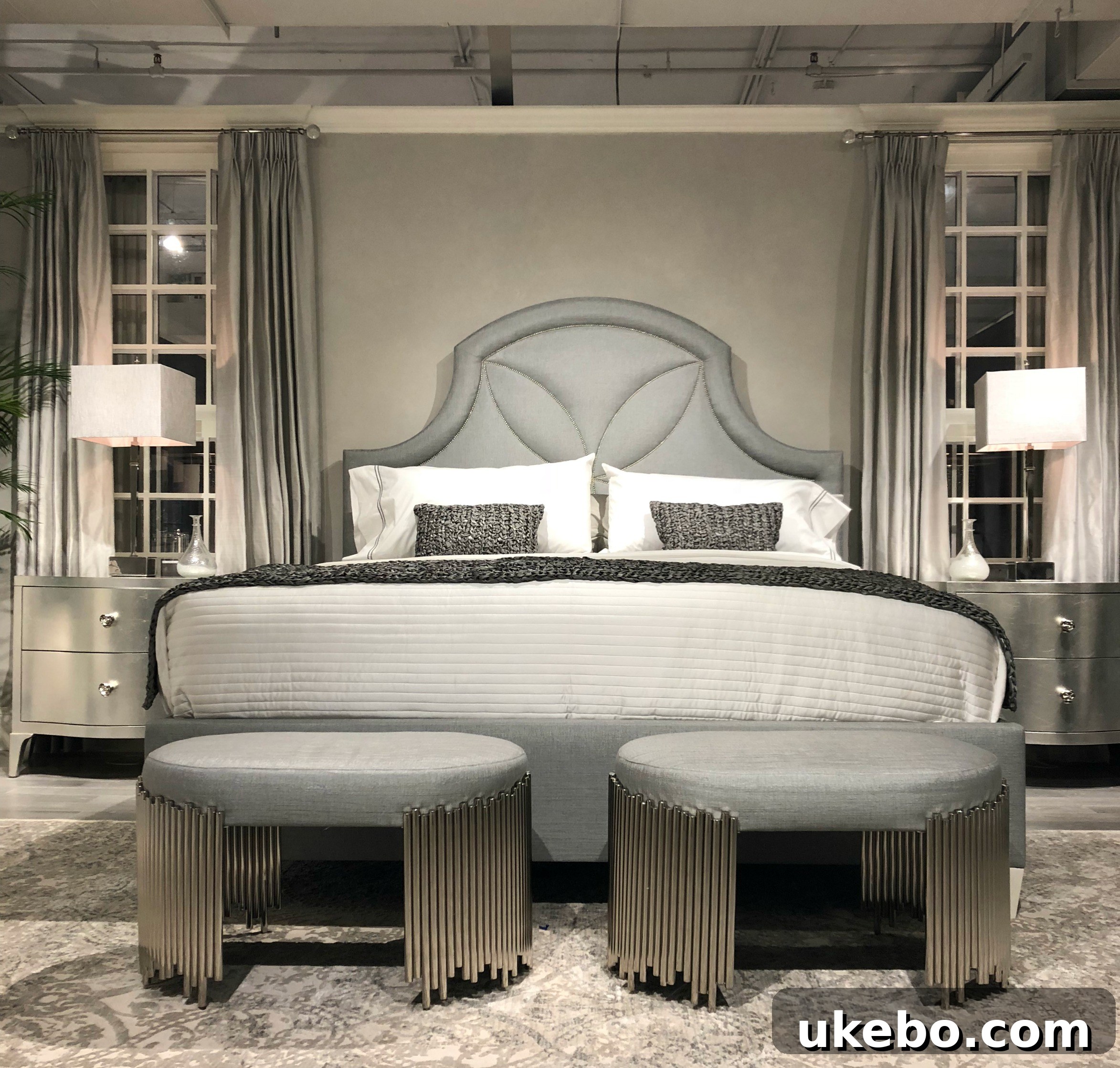 Bernhardt's curved sofa design, demonstrating a contemporary softness and inviting form.