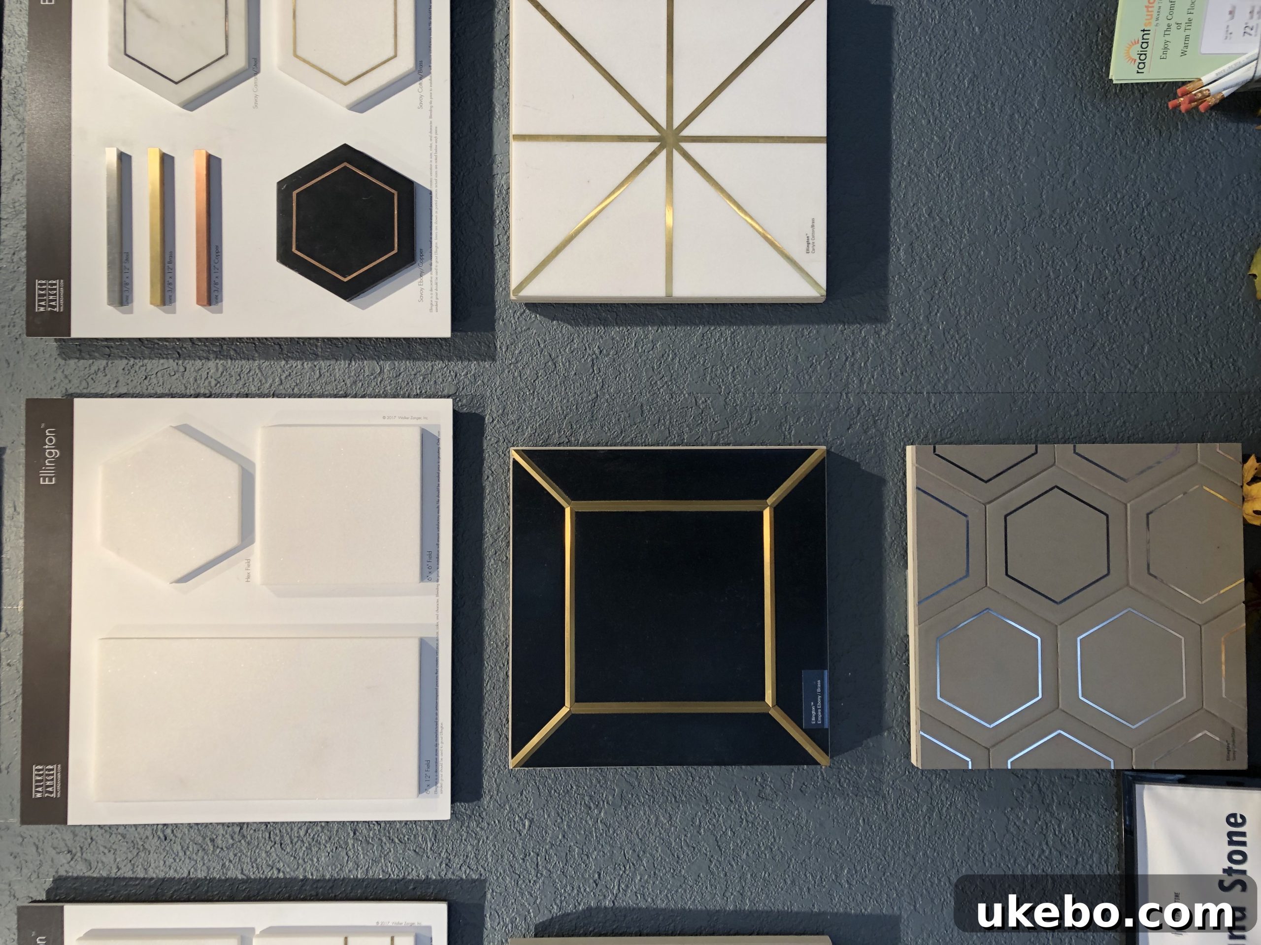 Array of detailed decorative tiles
