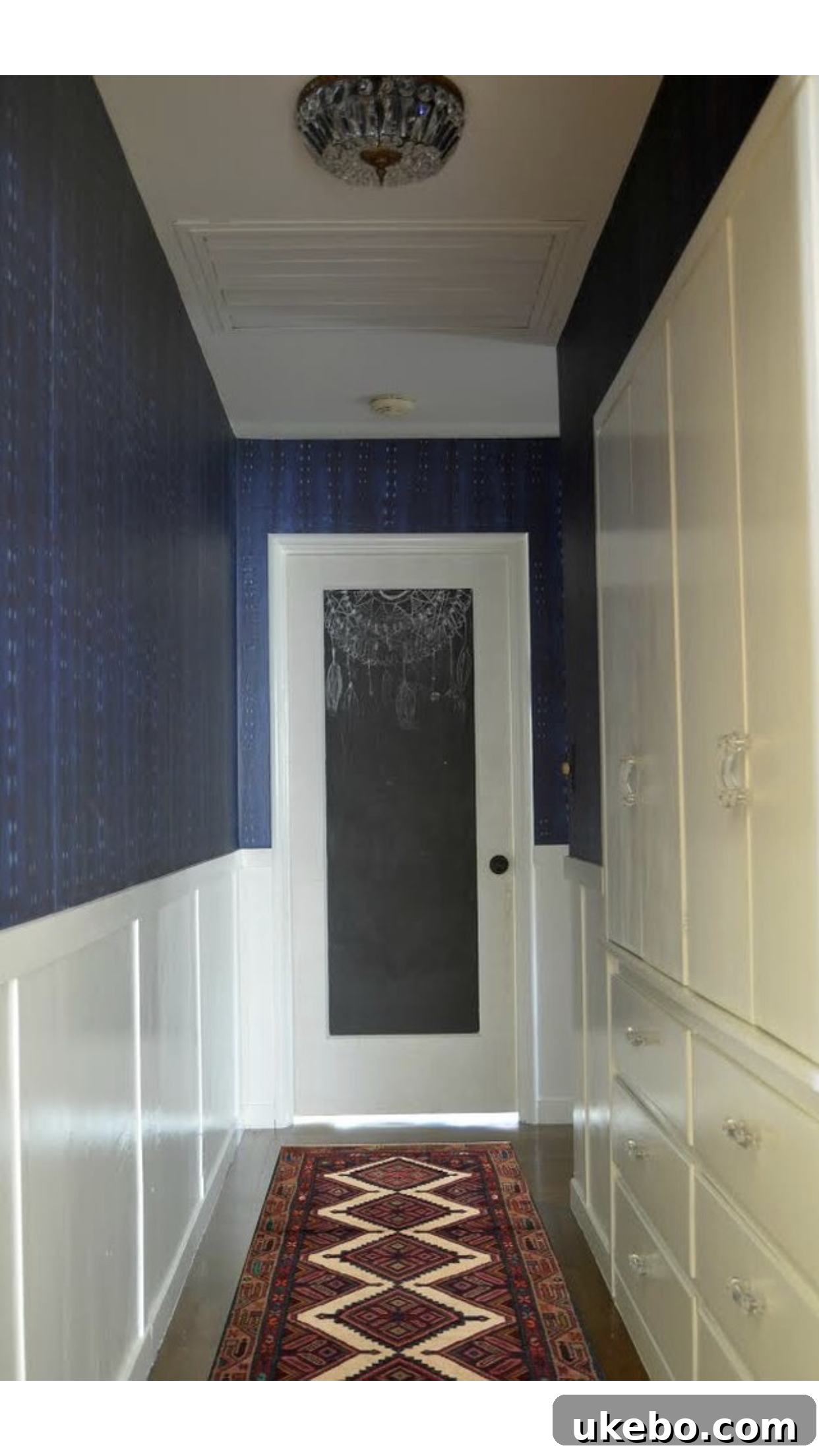 Second mock-up showing another rug option, demonstrating how different patterns affect the space
