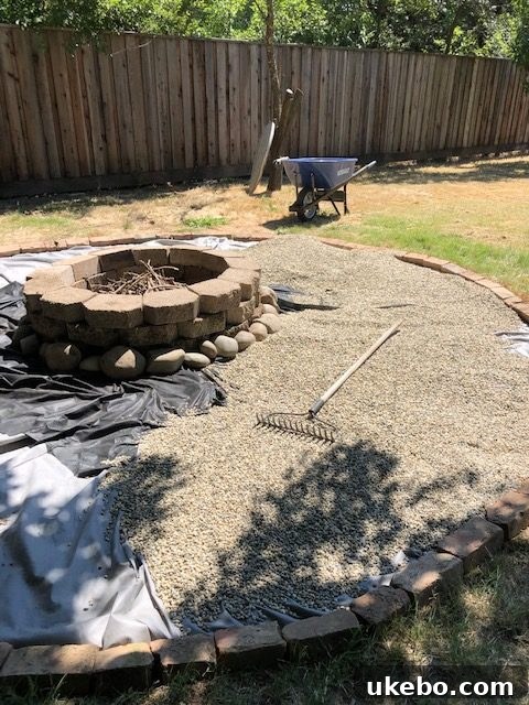 Another shot of the fire pit construction in progress