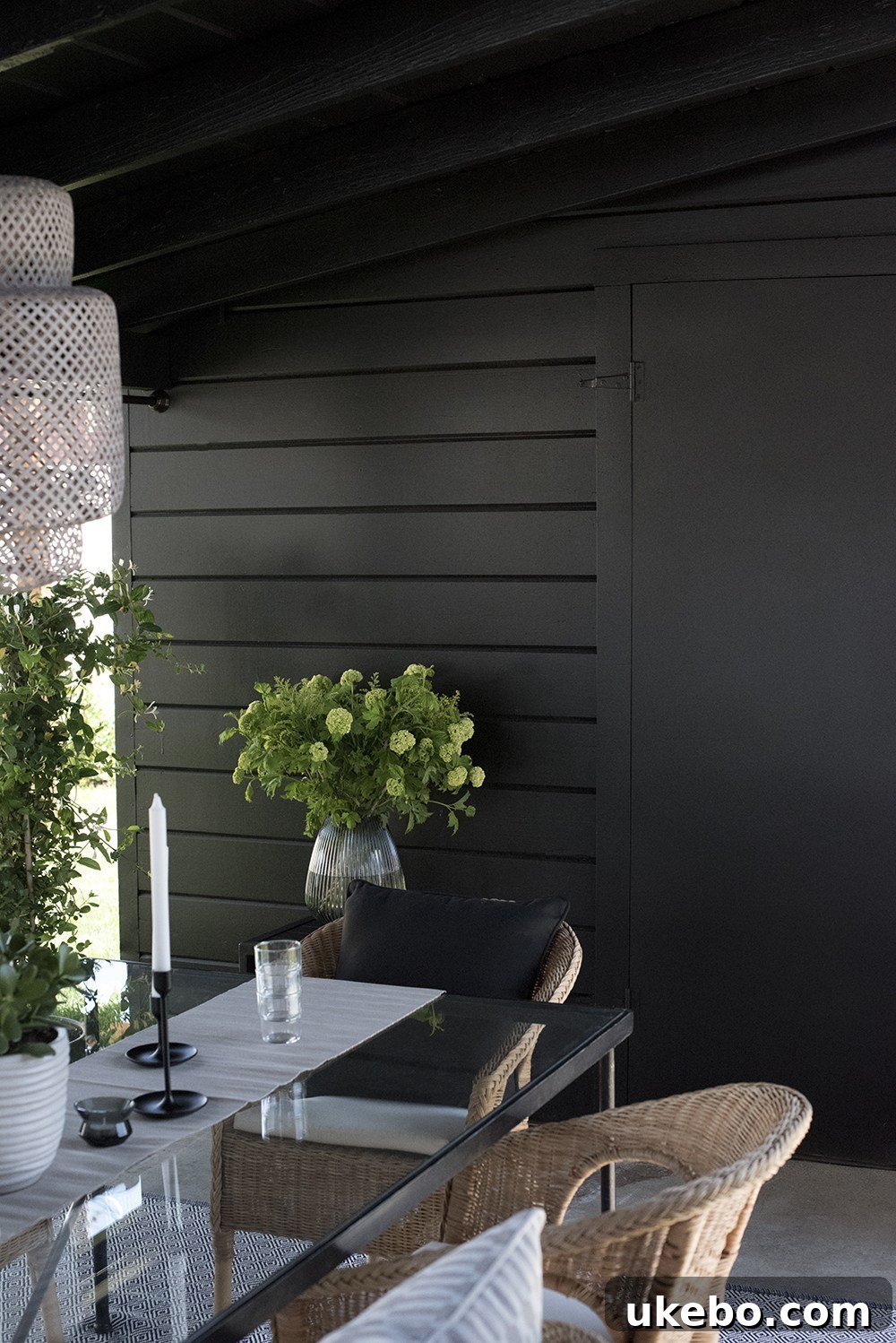 Sherwin Williams Tricorn Black used in a modern interior space, offering a deep, true black finish on walls and trim