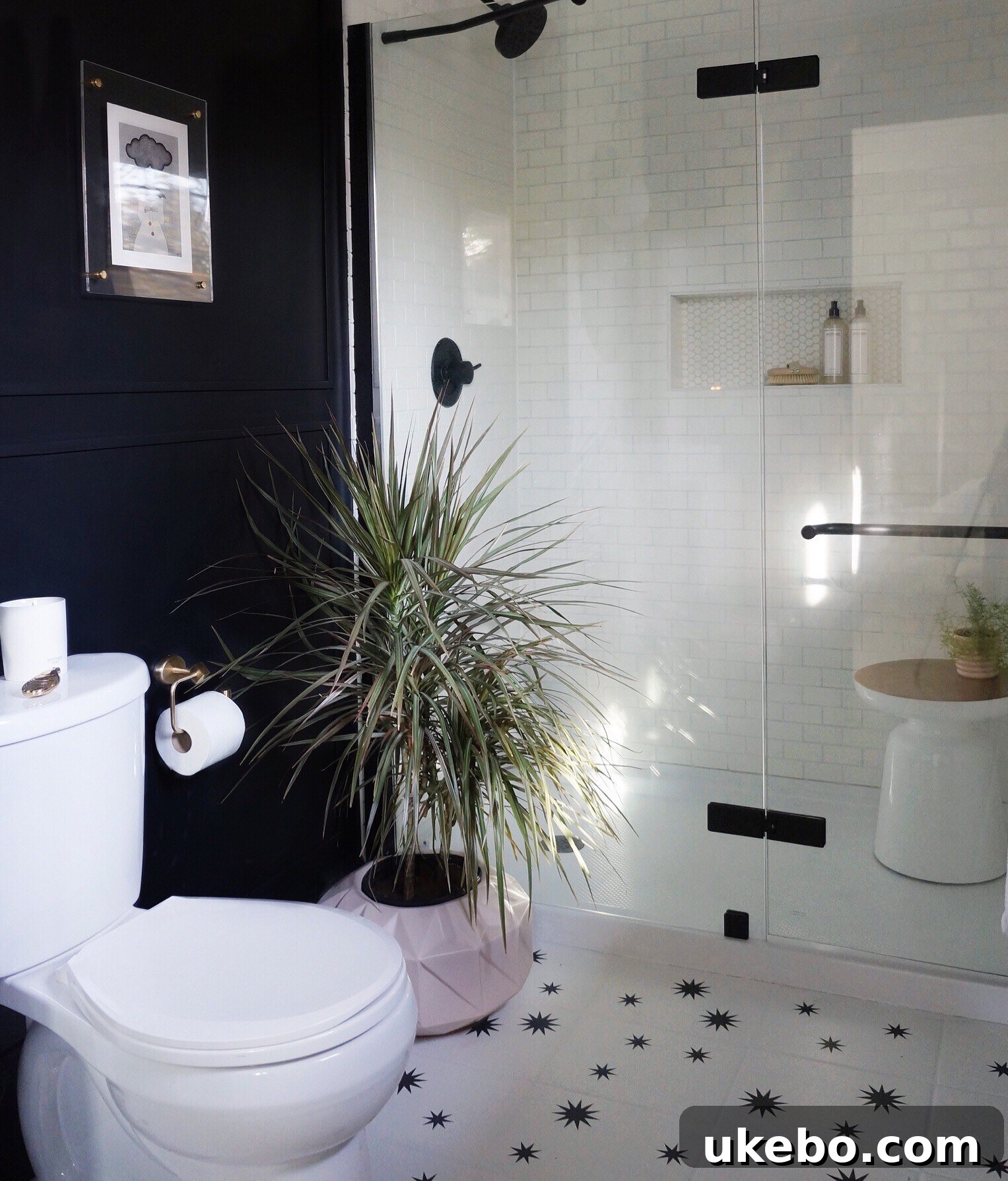 Clare Paint Blackish, a soft black, used in a stylish bathroom to create an inviting atmosphere with depth
