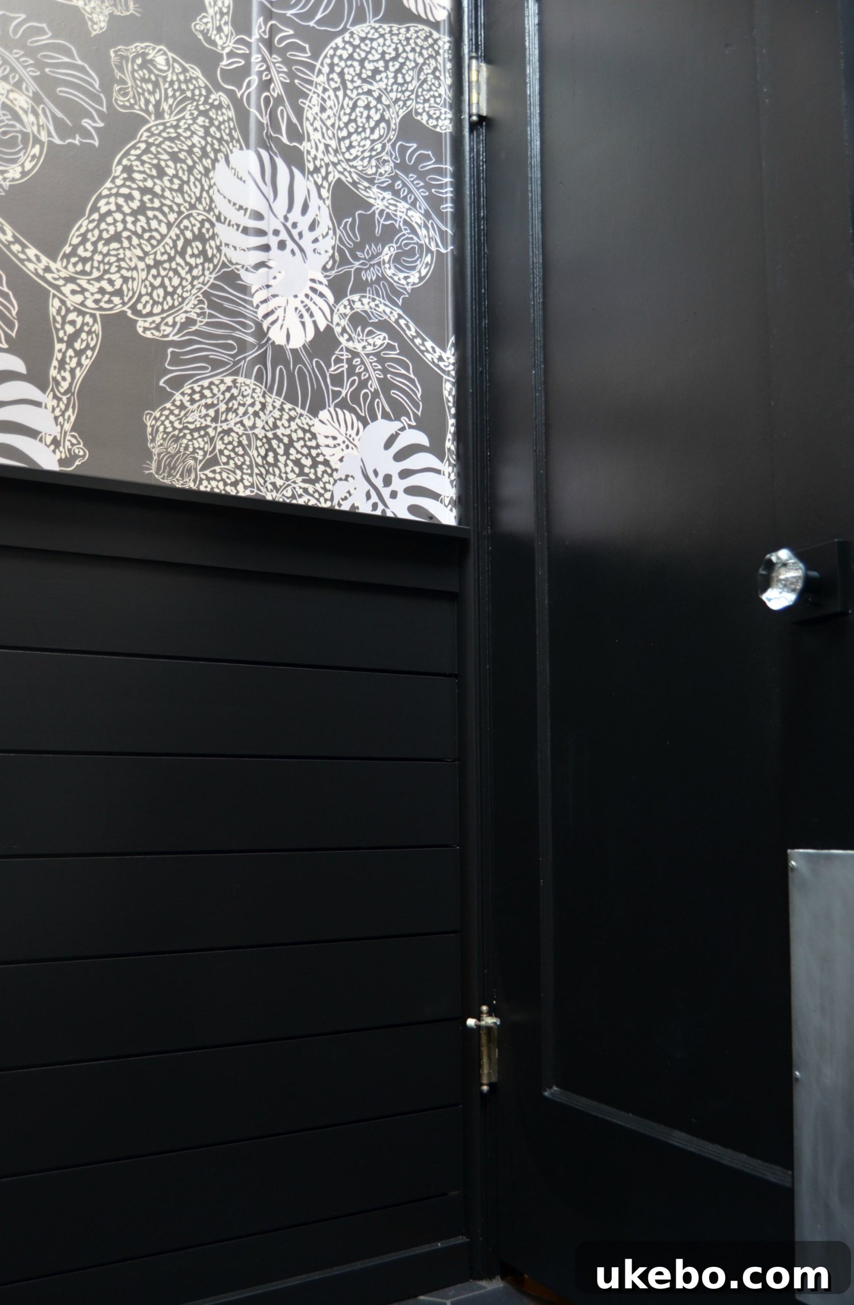 Clare Paint Blackest creating a dramatic and modern look in a bathroom renovation, showcasing its pure dark tone