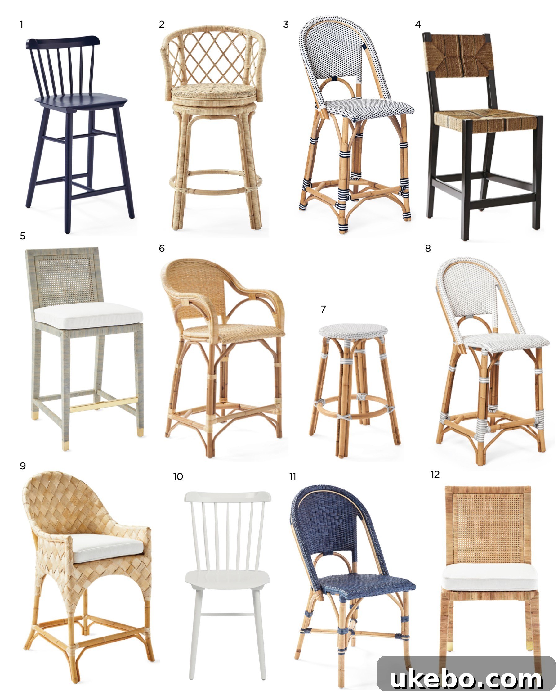 Serena & Lily stool collection featuring various styles