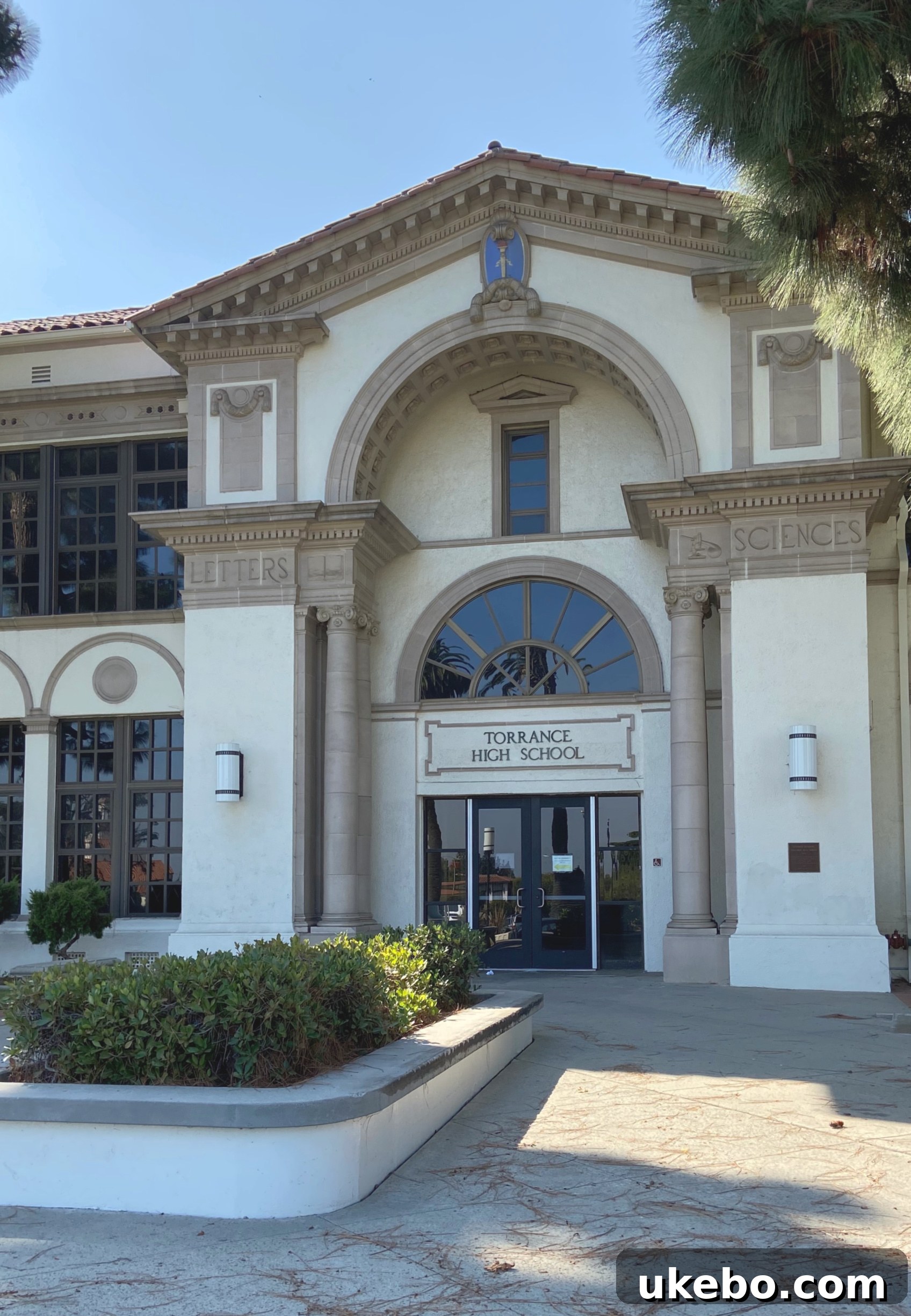 Historic architecture of Torrance High School, a famous filming location.