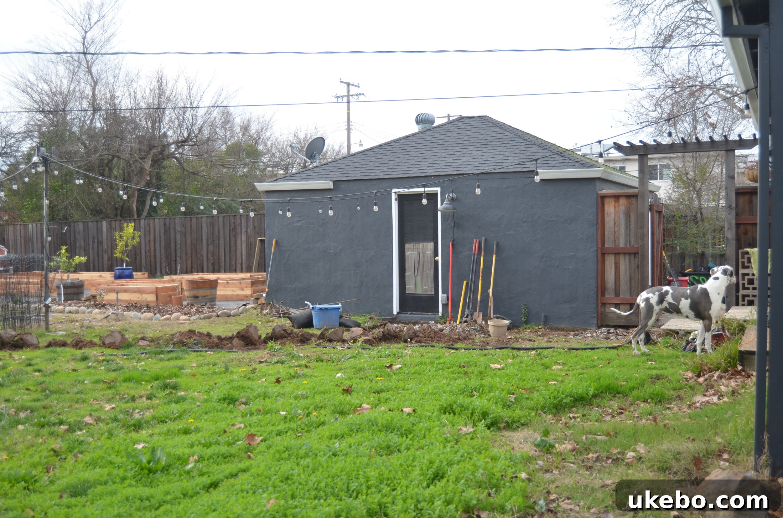 Excavation of the deep trench for the essential French drain system
