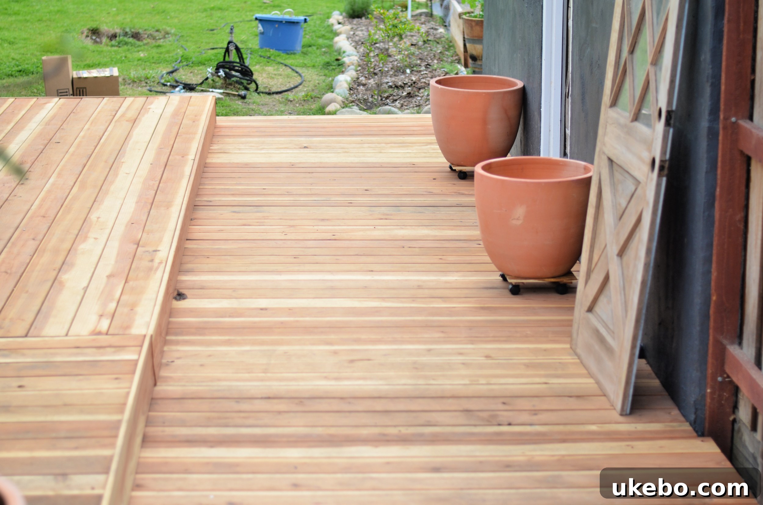 Completed deck from a distance, beautifully integrated with the home's exterior