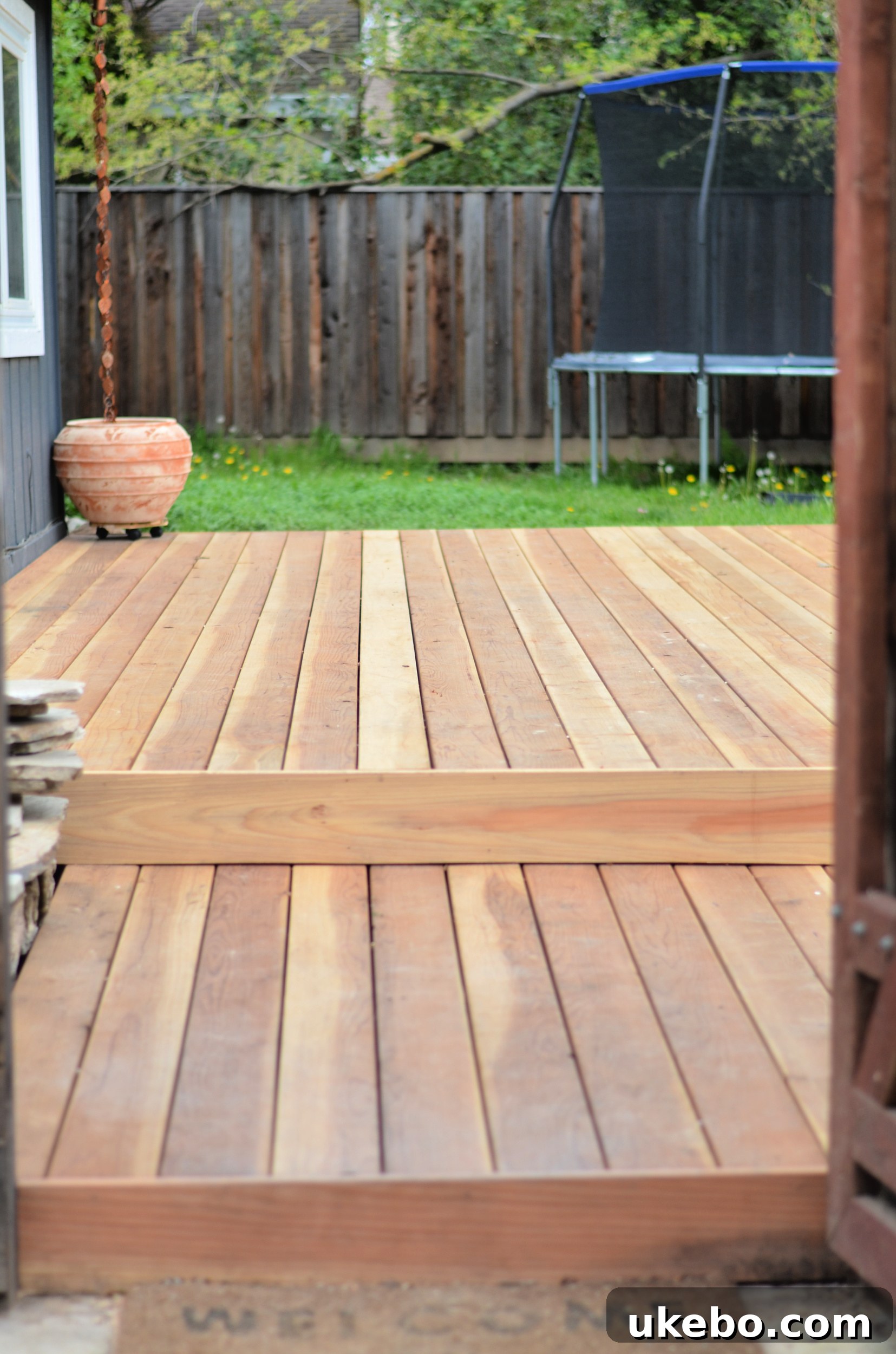 Vertical shot of the completed two-level deck, showcasing its impressive scale and design