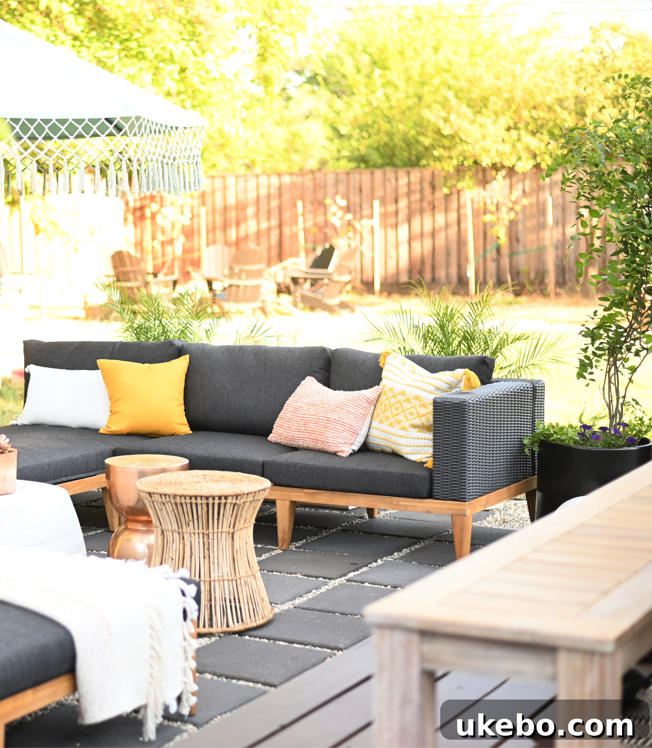 Patio lounge area with modern sectionals