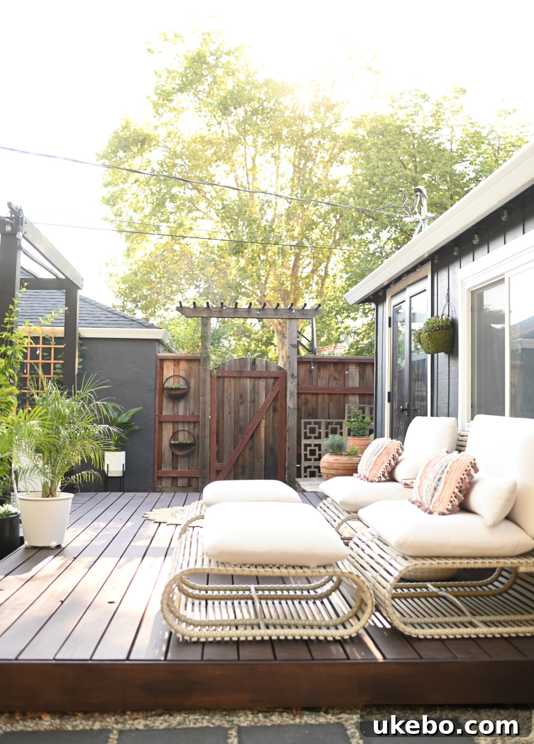 Upper lounge area with white modern chairs
