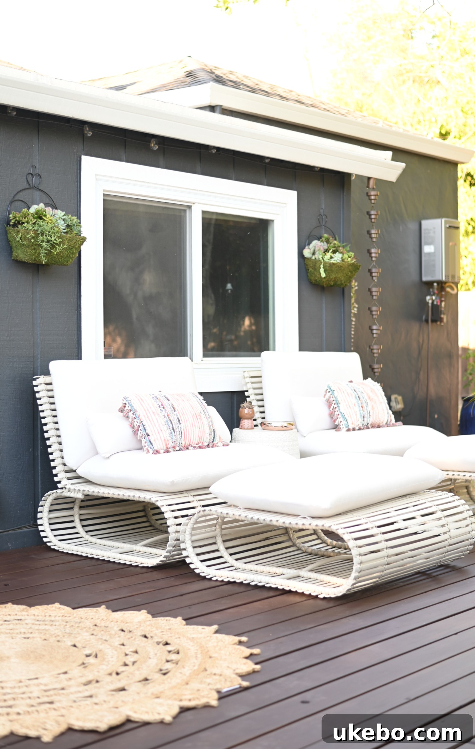 Upper lounge with Stori Modern chairs next to French doors