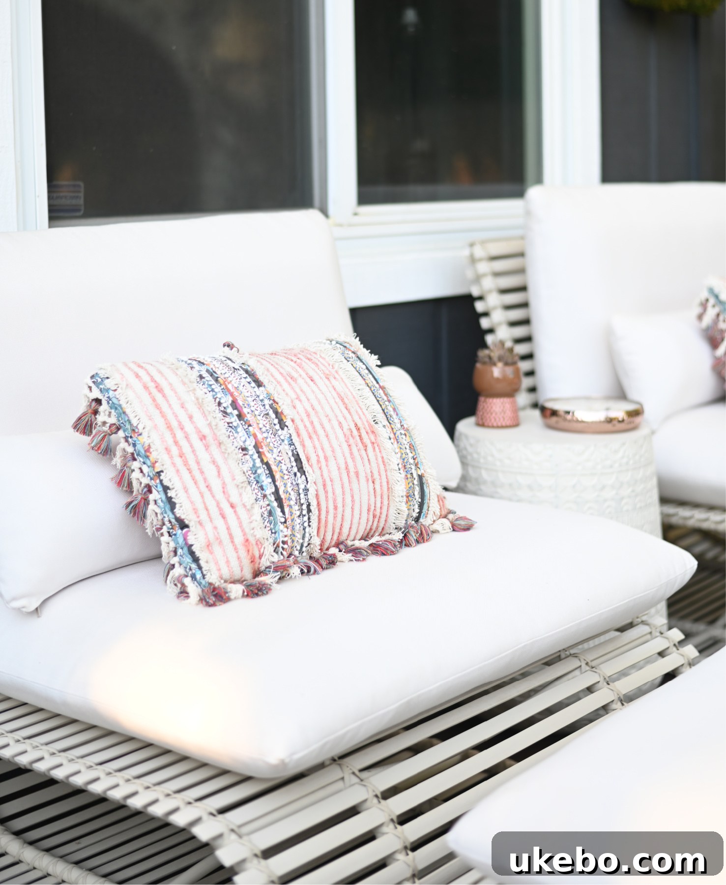 Close-up of Stori Modern chair cushion and texture