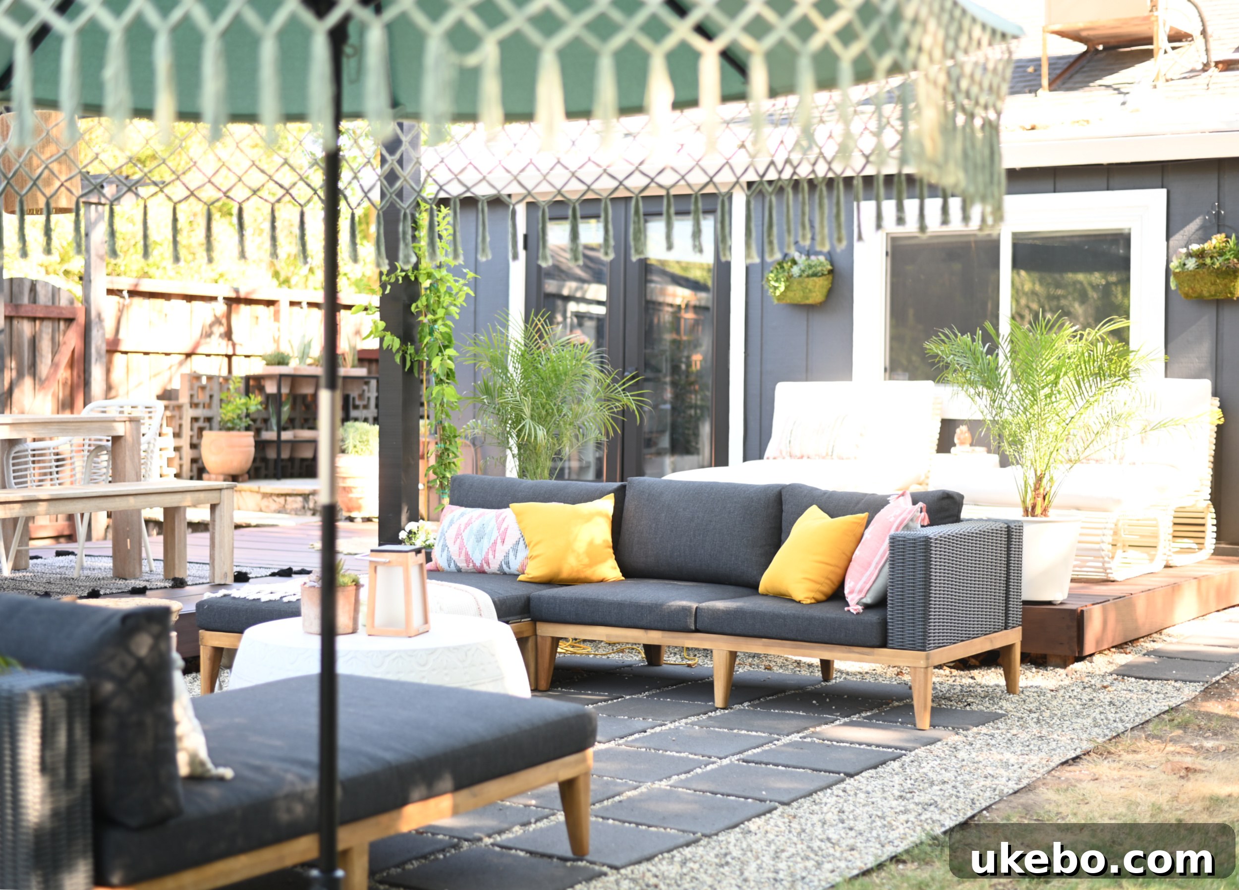 Sectional detail with accent pillows