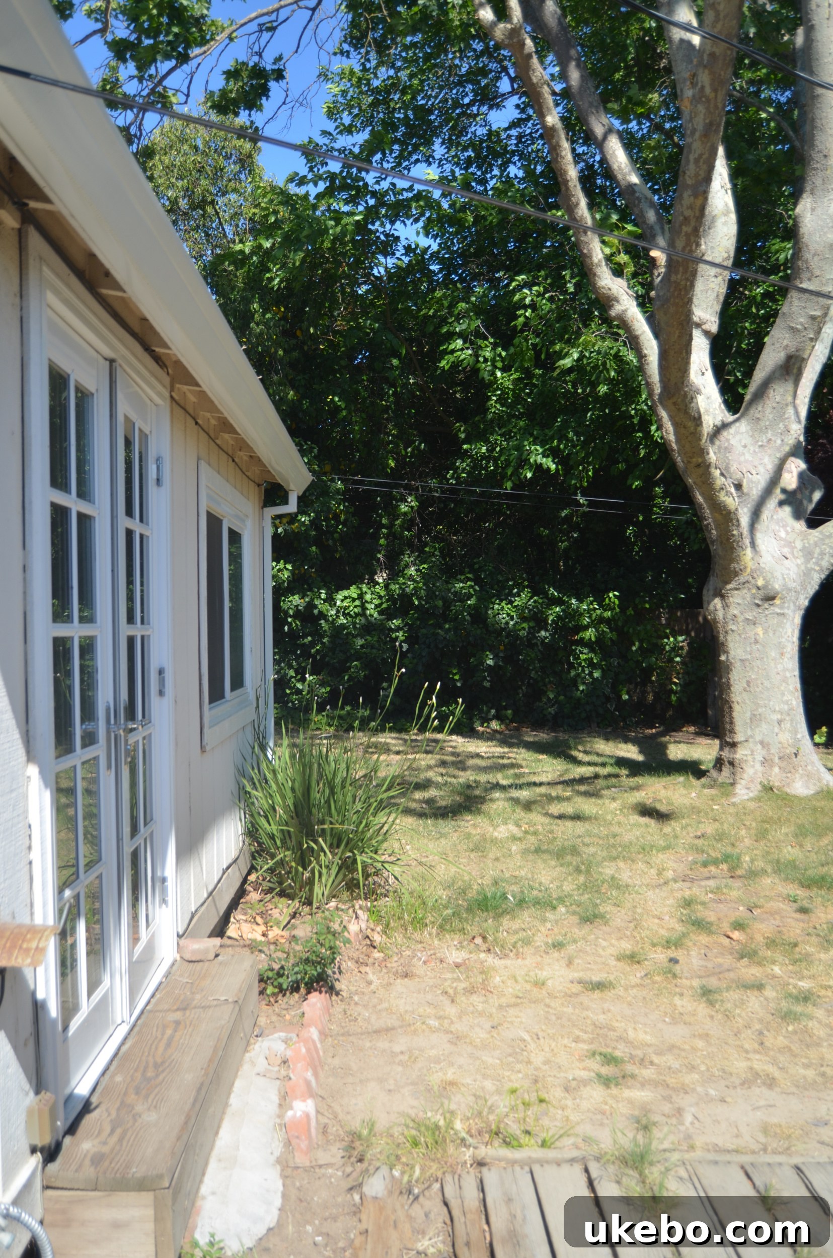 Close-up of previous patio area