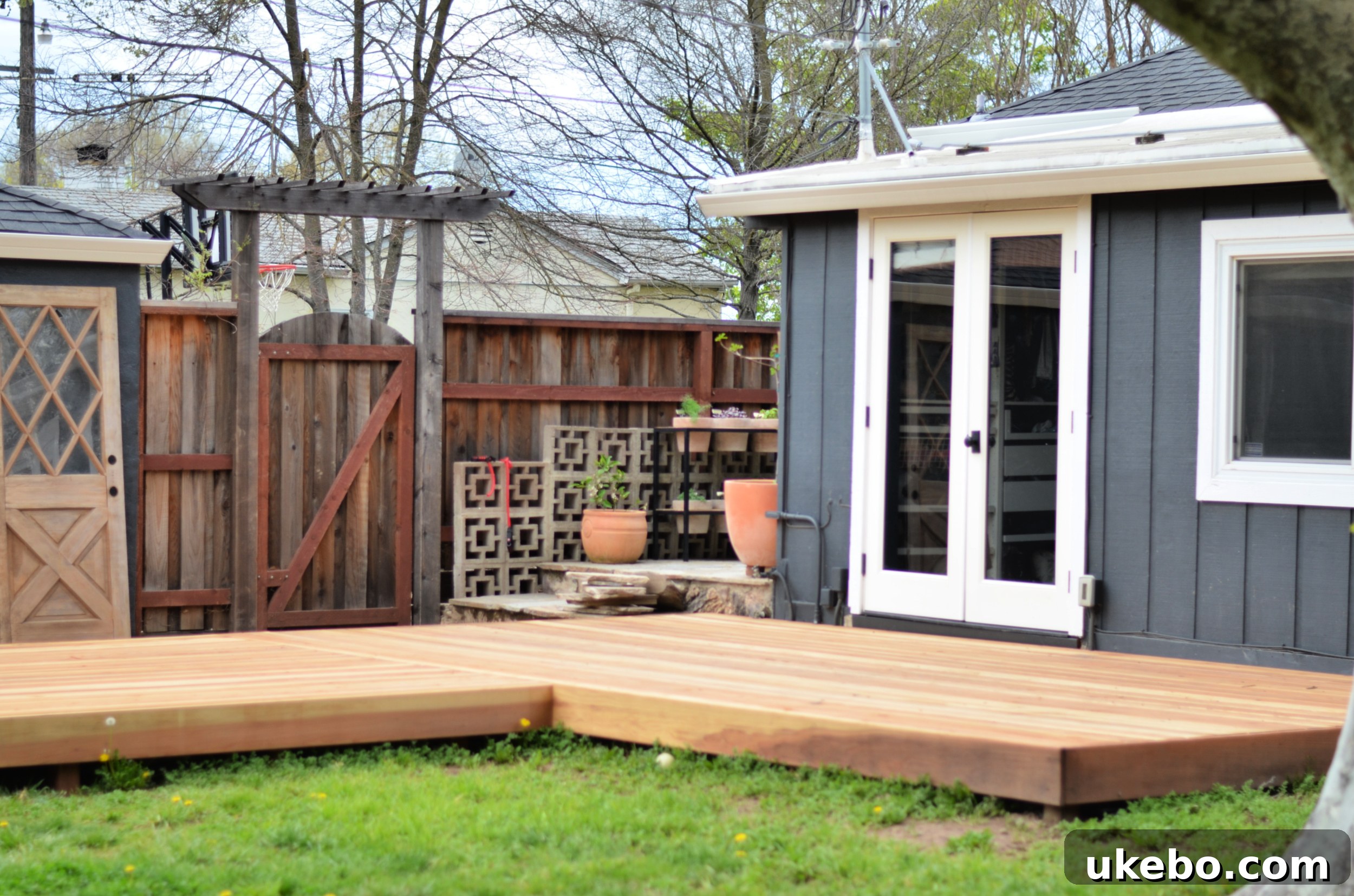 Overview of the unrenovated backyard