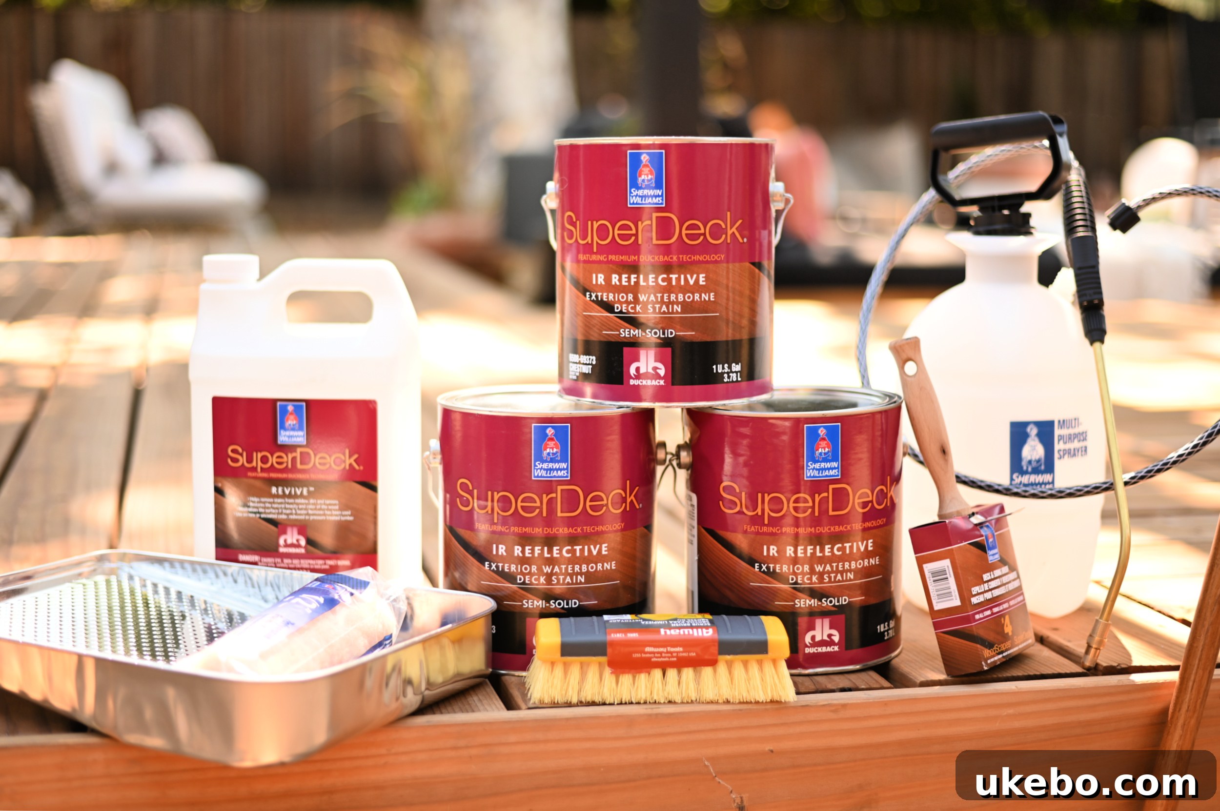 Bringing Our Deck Back to Life with Sherwin-Williams 2 Deck staining tools and materials from Sherwin-Williams