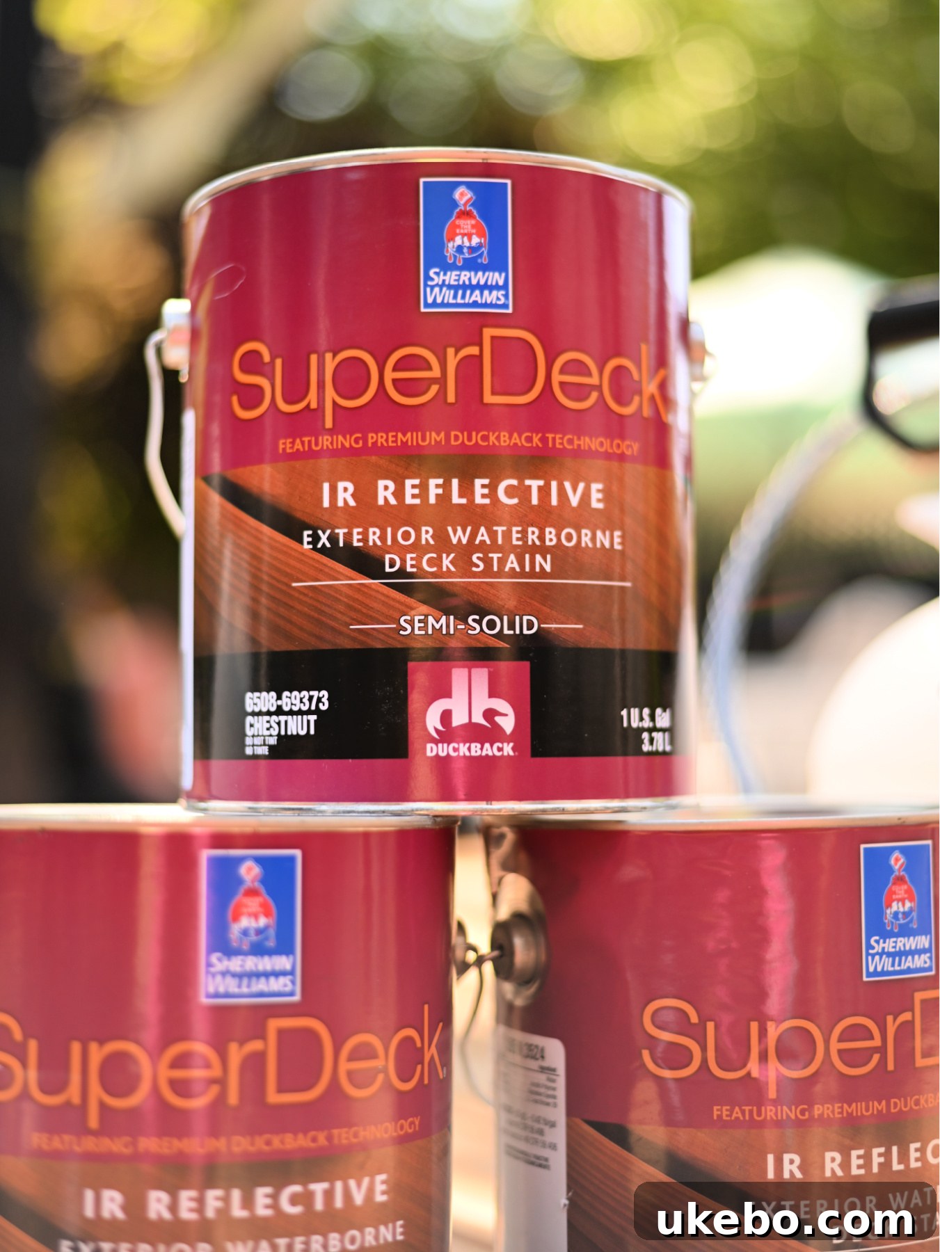 Bringing Our Deck Back to Life with Sherwin-Williams 14 Can of Sherwin-Williams SuperDeck Exterior Waterborne Semi-Solid Color Stain
