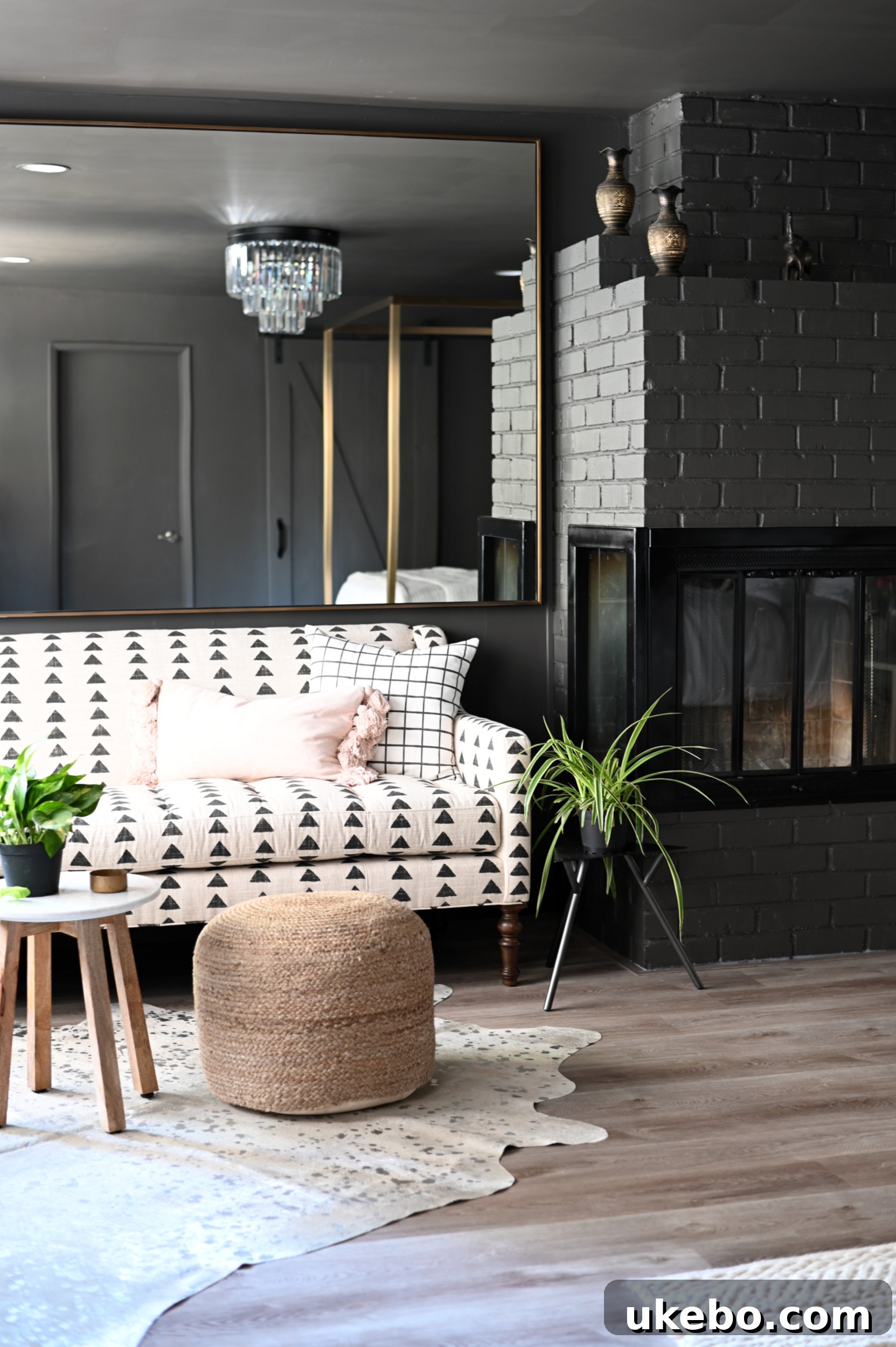 Dark paint on walls and ceiling