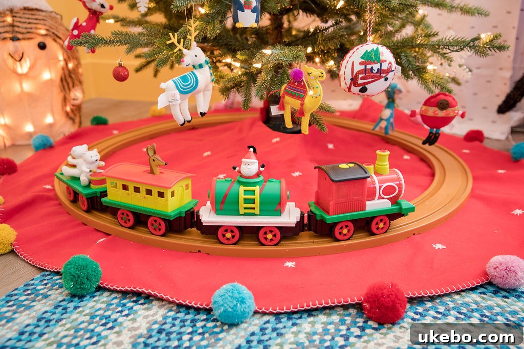 Overall view of the twins' bedroom, highlighting the joyful holiday transformation and functional layout.