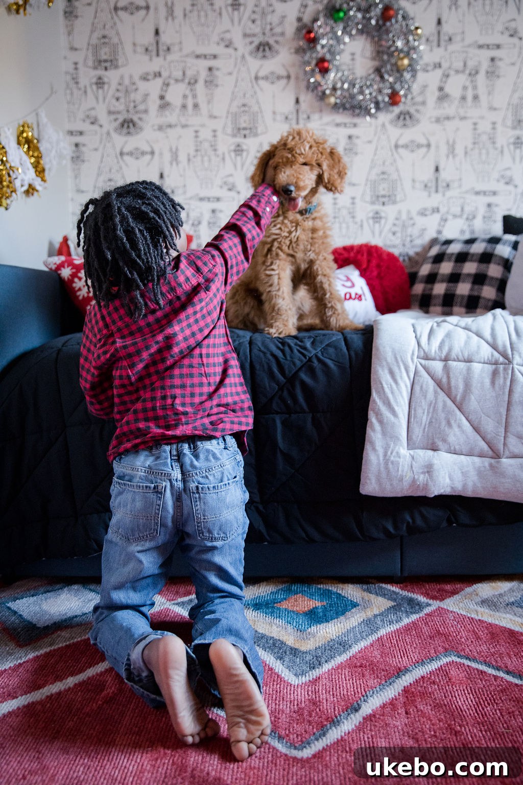 Devin and Sadie sharing a sweet moment in his newly decorated room