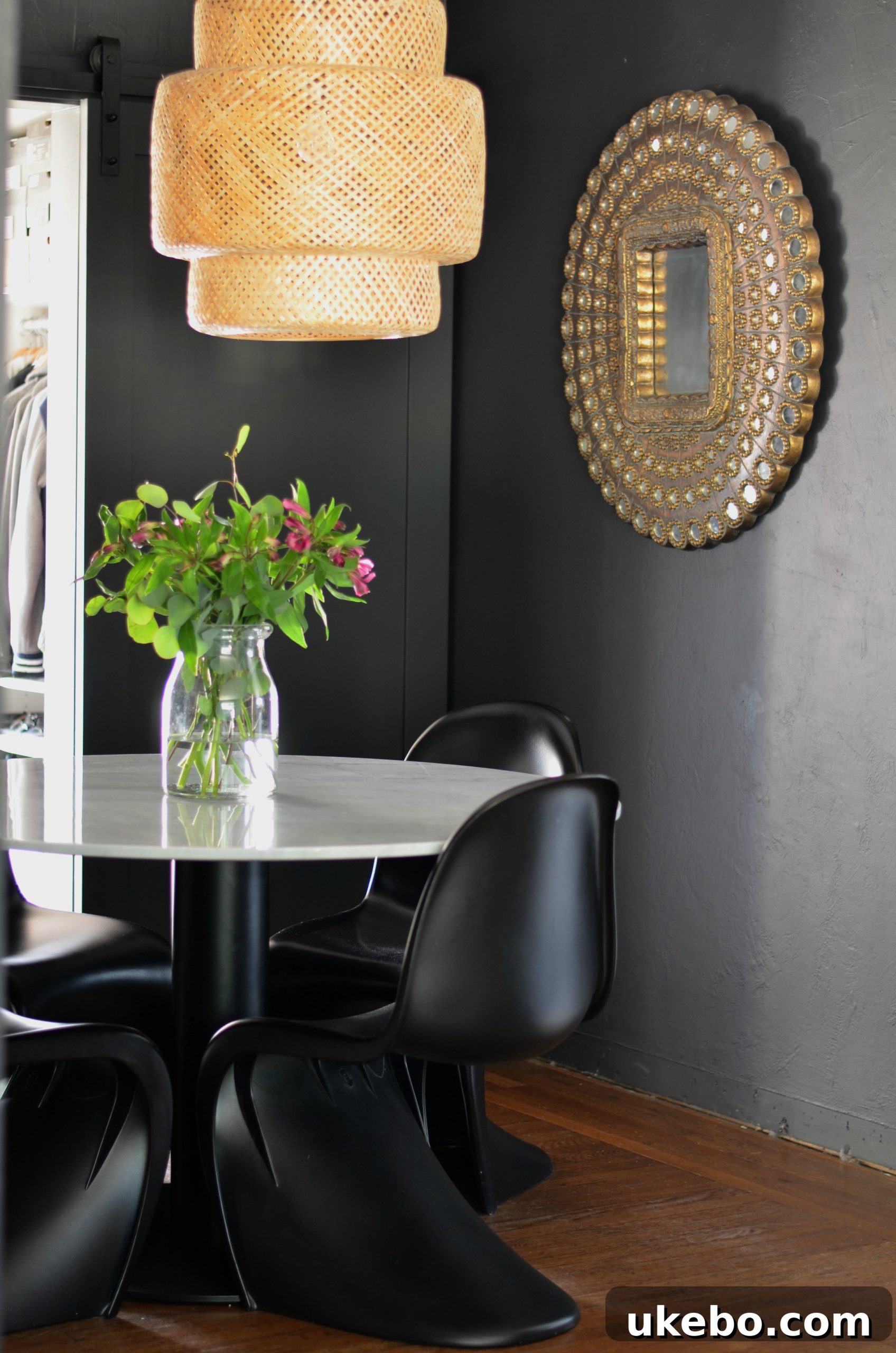 Third style update for the bungalow dining space, trying new decor and spatial configurations