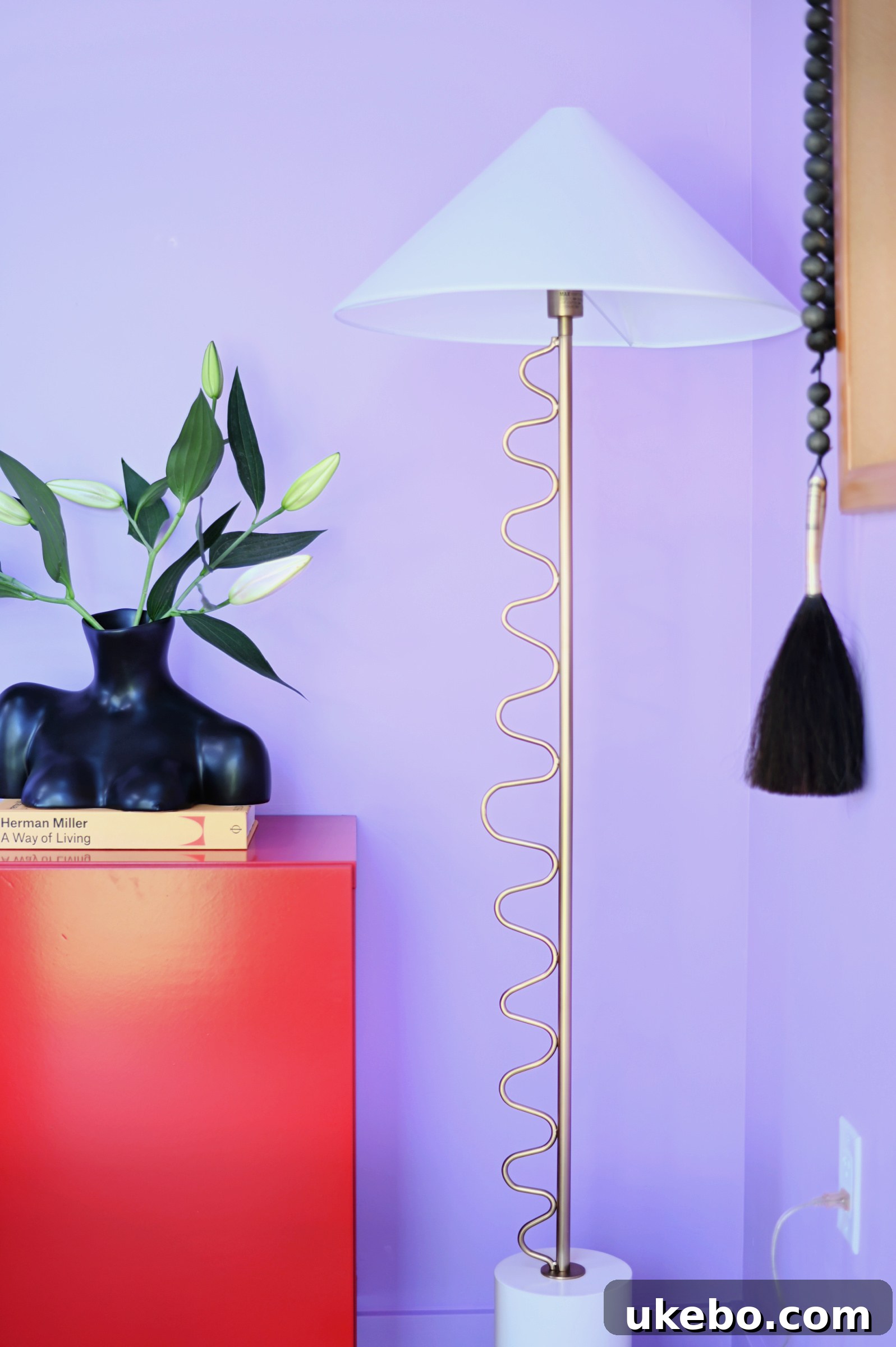 The designer's vibrant and creative workspace, showcasing personal style