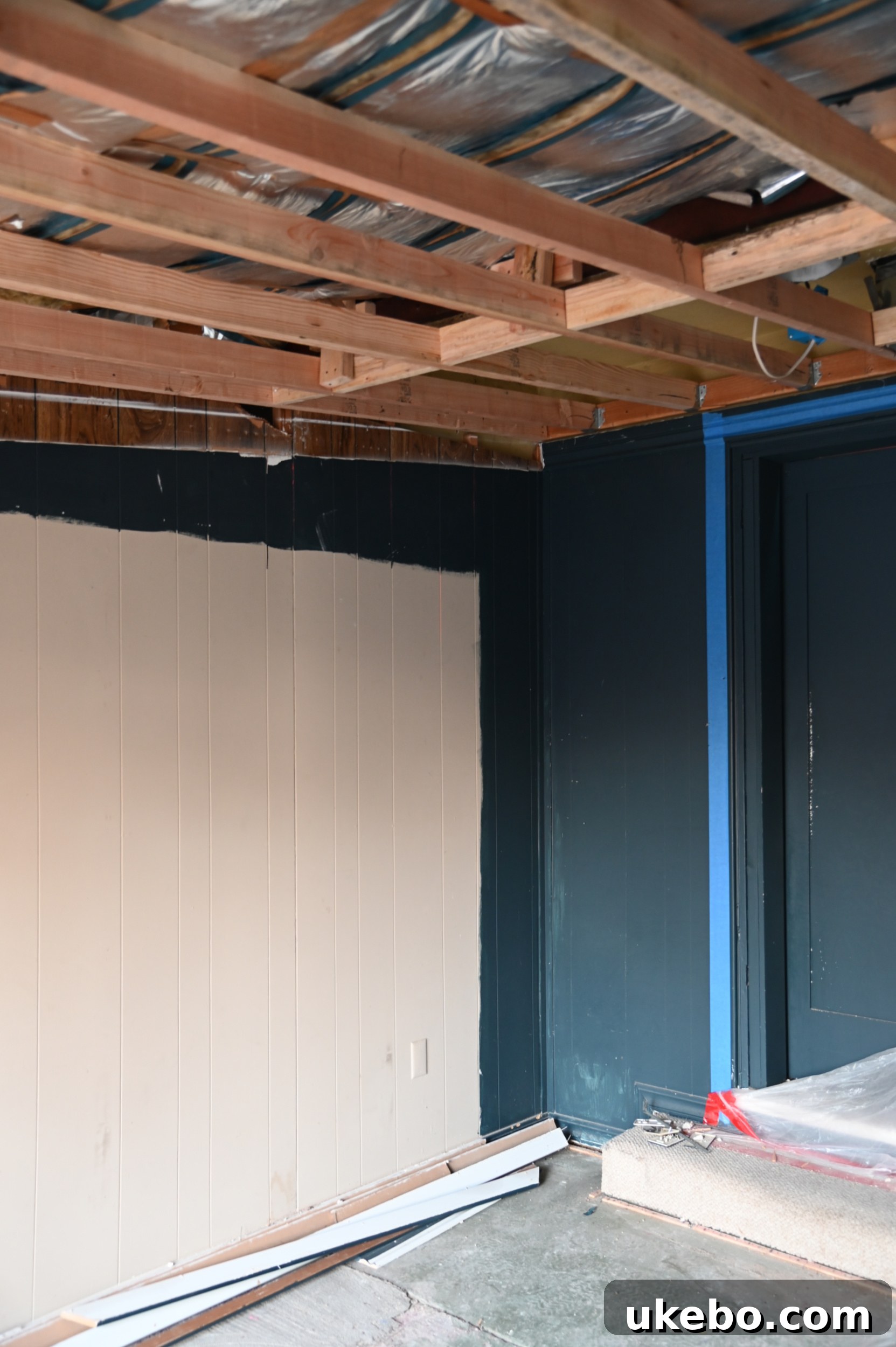 Comparison of old and new ceiling height.