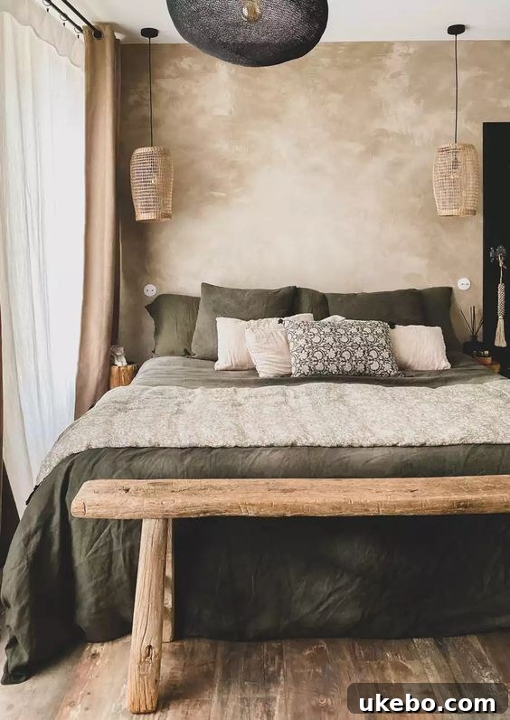 Bedroom featuring earthy tones and subtle textures for a tranquil feel.