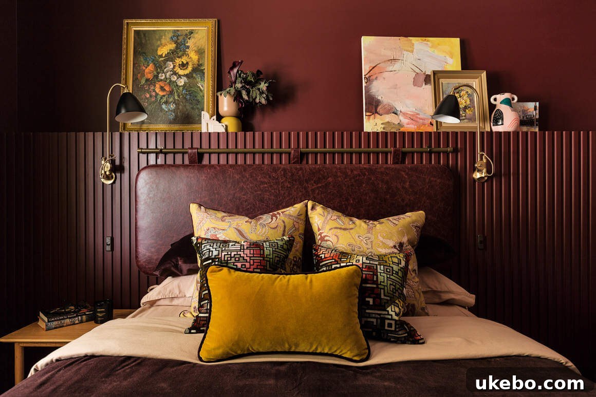 Colorful and vibrant bedroom with a distinct personality.