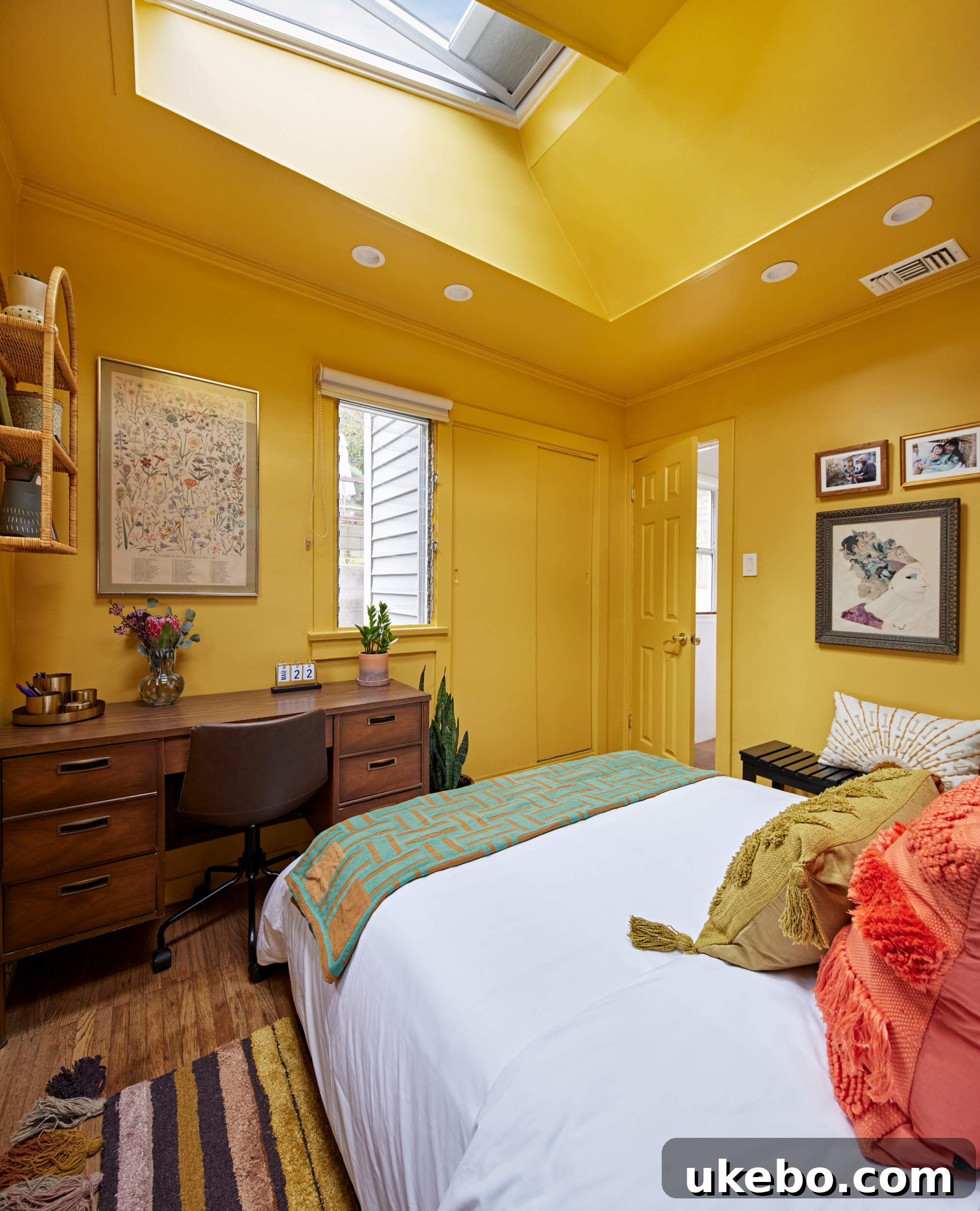 Velux Natural Light Room Makeover Contest 11 Image featuring a collection of vibrant artwork and decorative items that add to the room's joyful palette