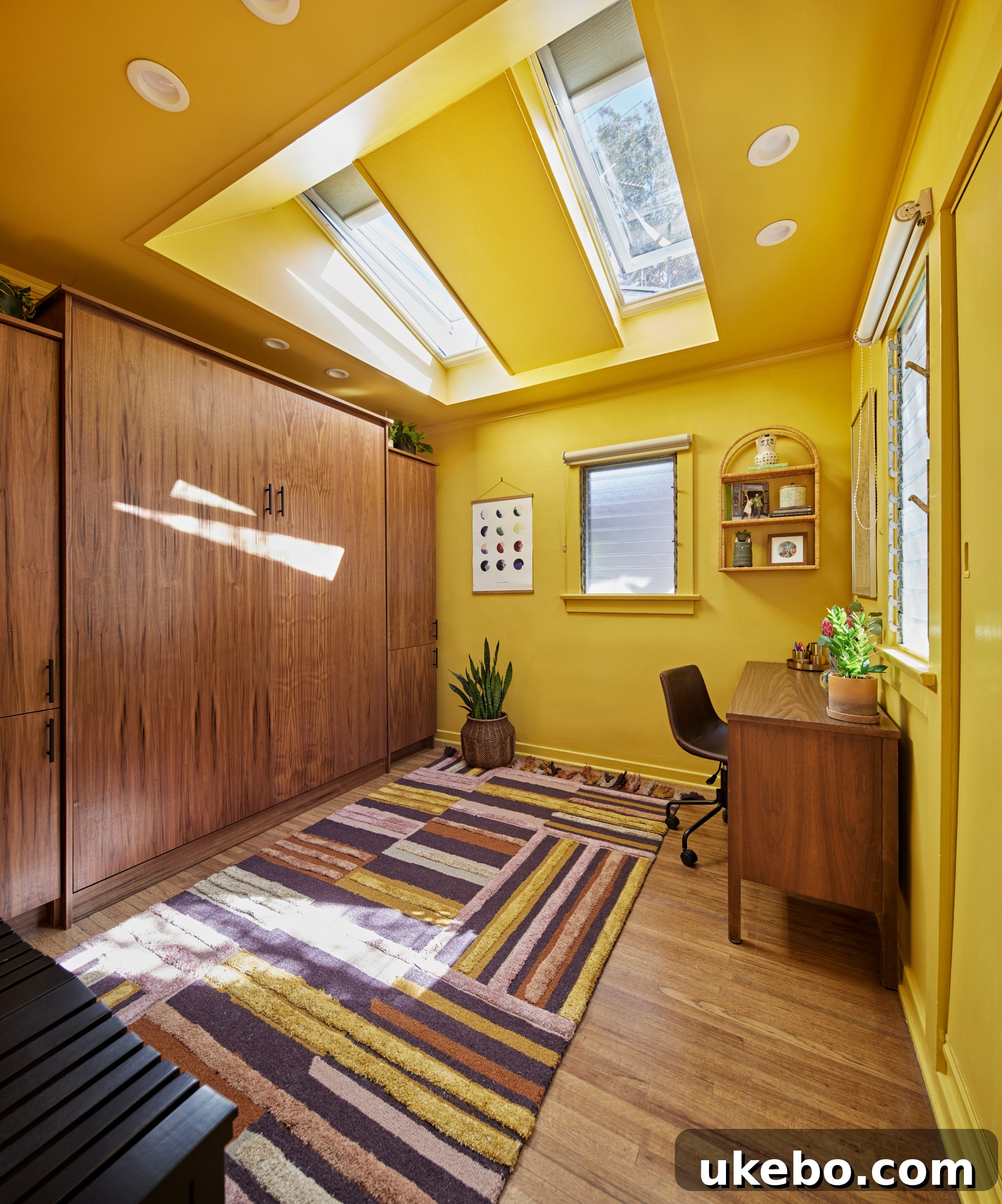 Velux Natural Light Room Makeover Contest 3 Another after shot of the renovated room, showing vibrant decor against the yellow walls