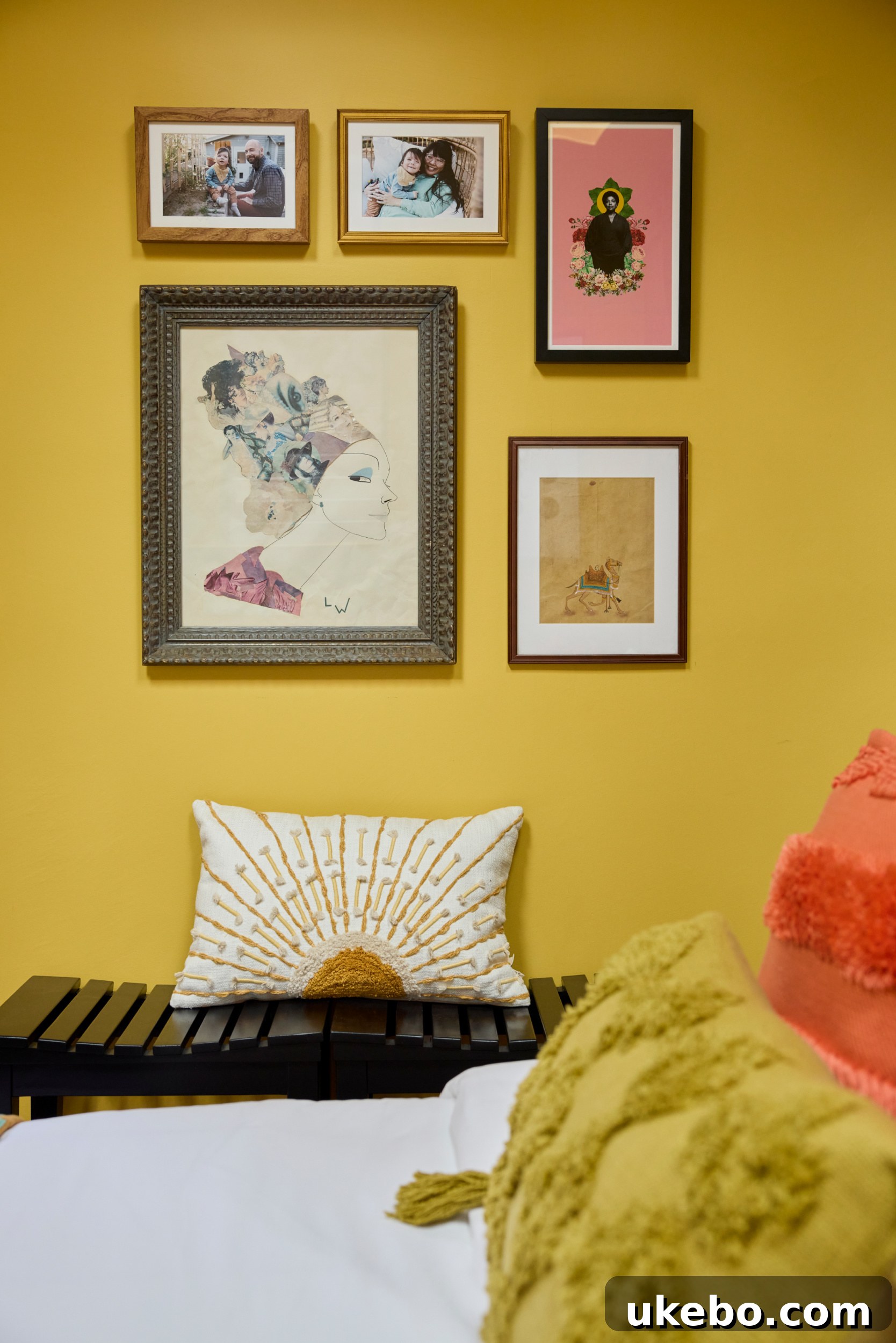Another view of the art and accessories, showcasing the rich color choices in the refreshed space