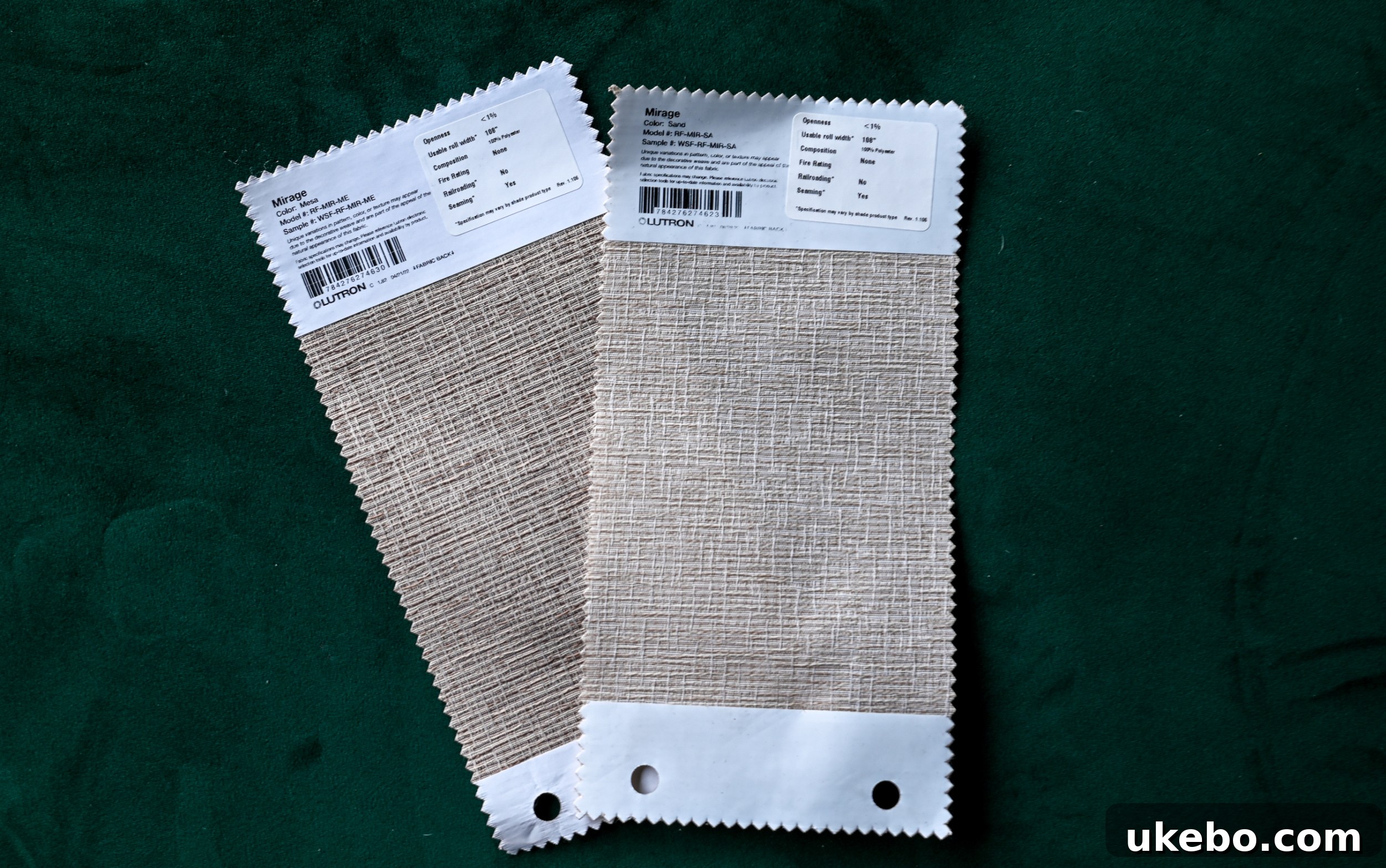 Serena Shades fabric samples